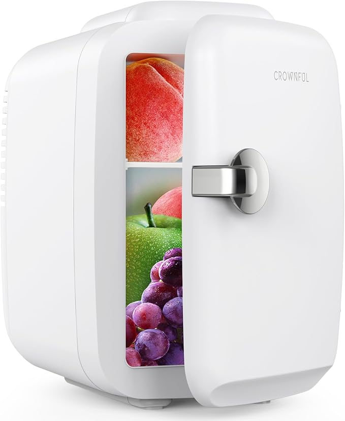 CROWNFUL Mini Fridge 4 Liter Portable Personal Cooler and Warmer