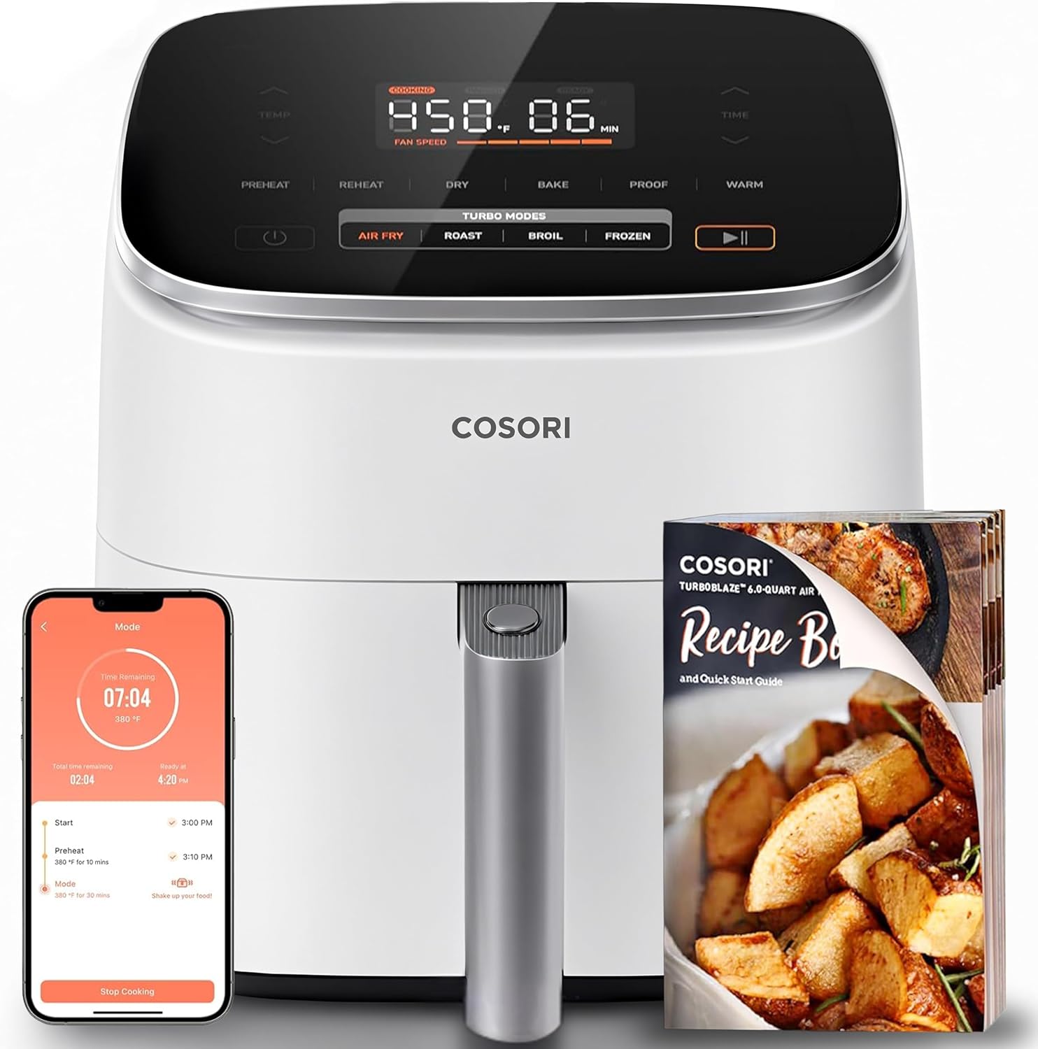 Cosori TurboBlaze 6 Qt Smart Air Fryer 9 in 1 Cream