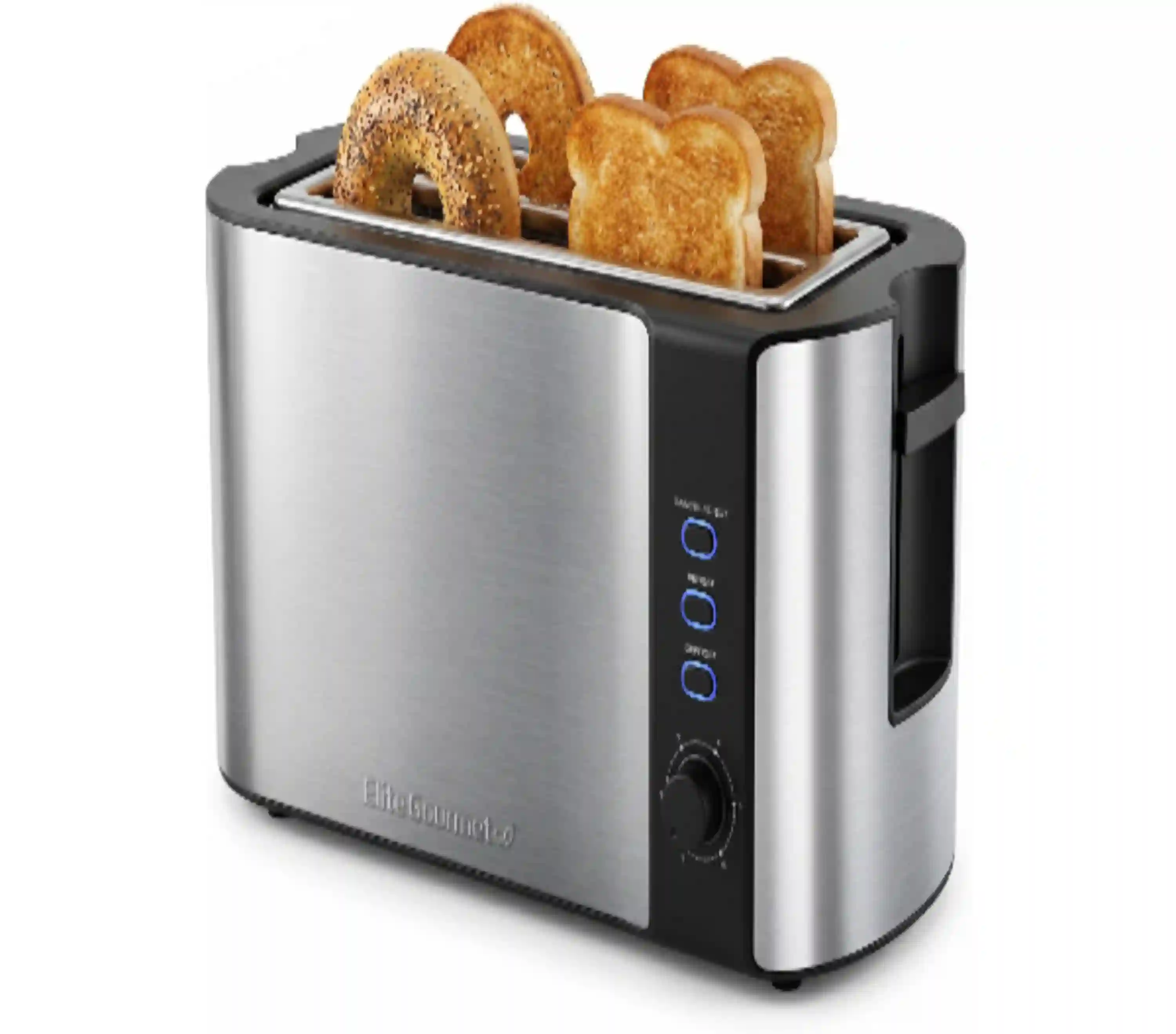 Elite Gourmet ECT-3100 4-Slice Long Slot Stainless Steel Toaster With Warming Rack