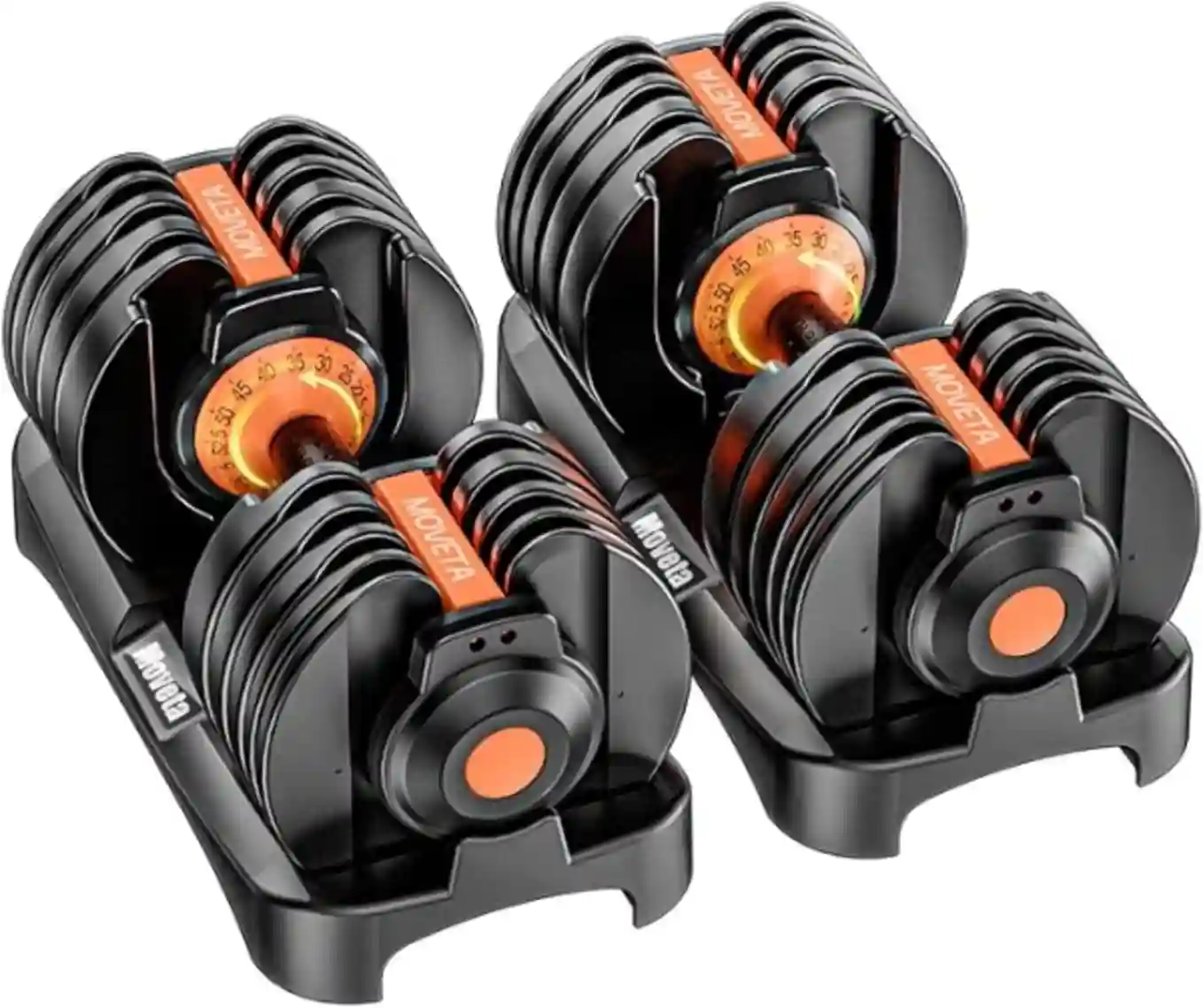 Moveta 105 lbs Adjustable Dumbbells Set of 2 Free Weights for Home Gym Strength Training: