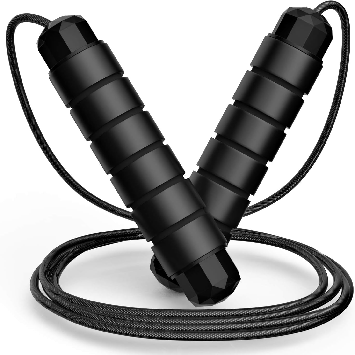 Loocio Tangle Free Rapid Speed Adjustable Jump Rope with Ball Bearings and Foam Handles for Home Gym Workouts