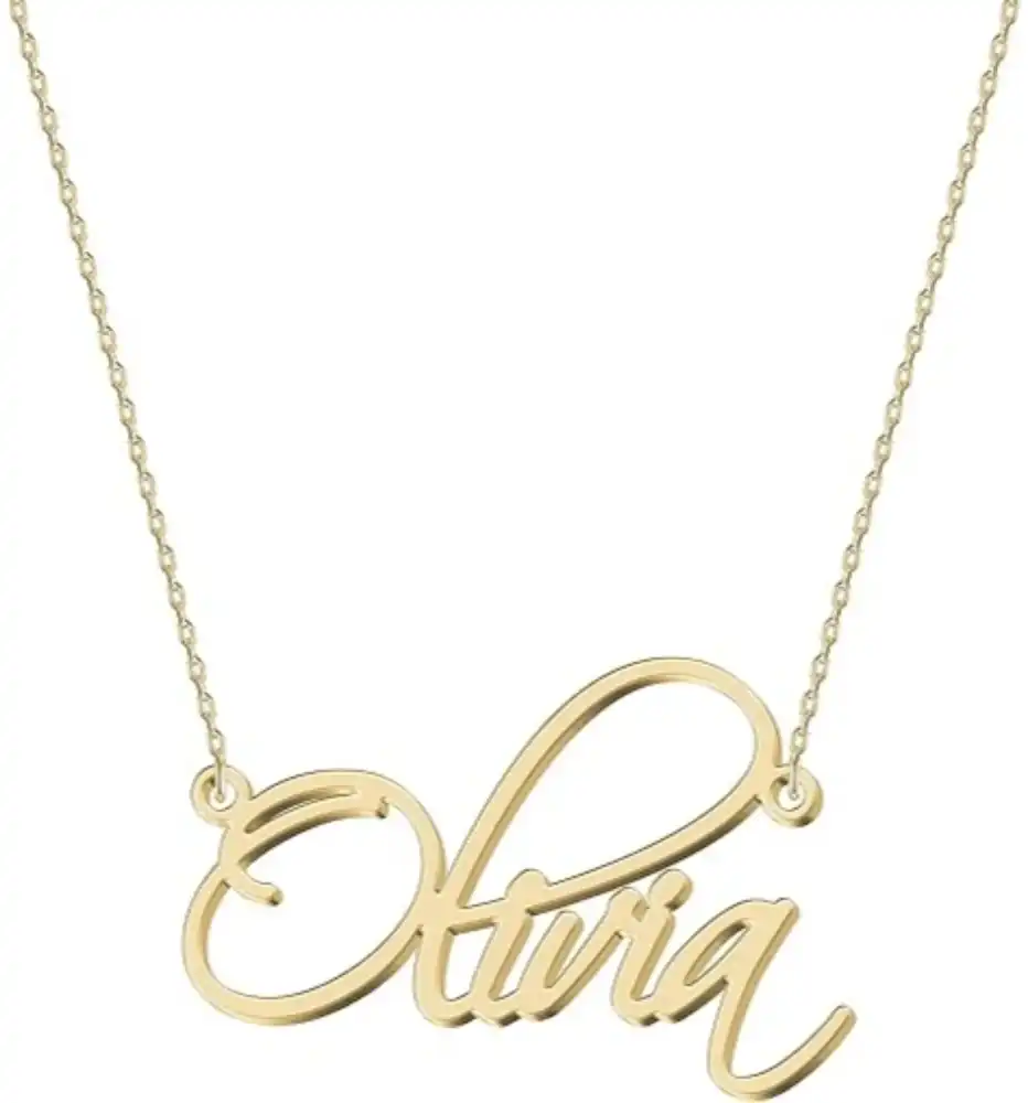 Custom Name Necklace for Women Dainty Personalized Everyday Jewelry 18K Gold Plated