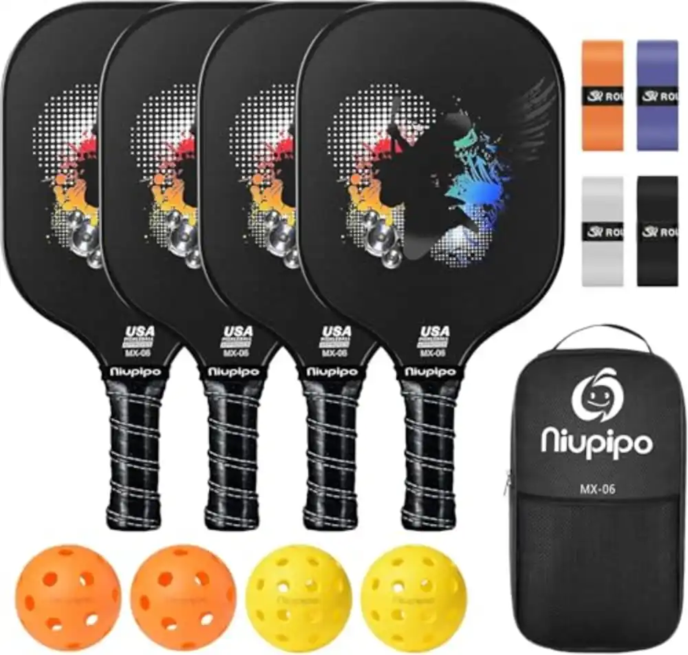 niupipo Pickleball Paddles Set USAPA Approved Carbon Fiber Fiberglass Hybrid