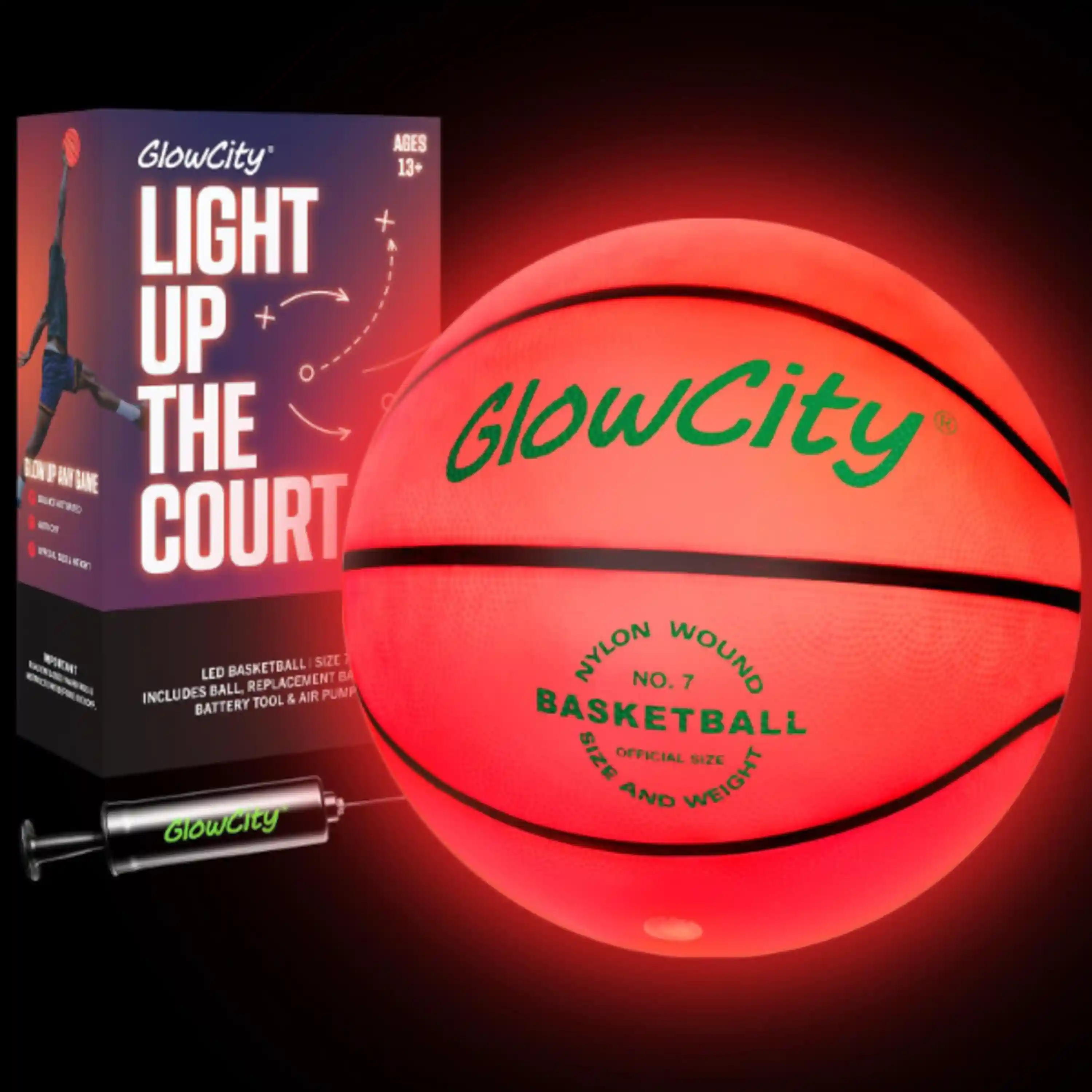 GlowCity Glow in The Dark Basketball Light Up Ball for Kids Teens Adults