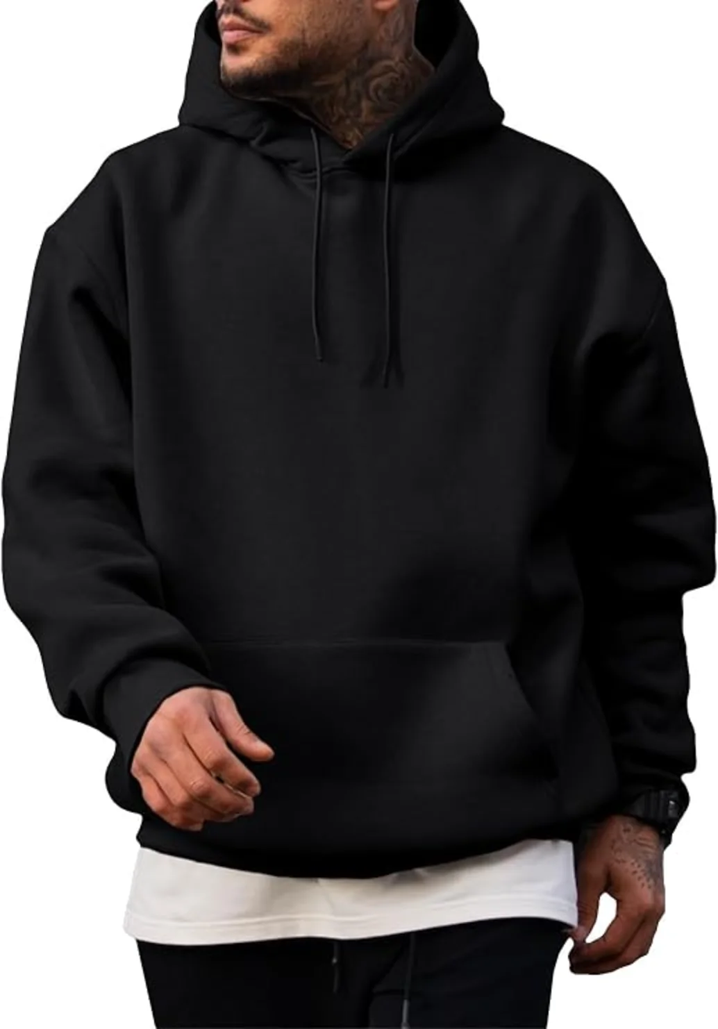 JMIERR Mens Fleece Lined Pullover Sweatshirt Casual Drawstring Hooded Sweater
