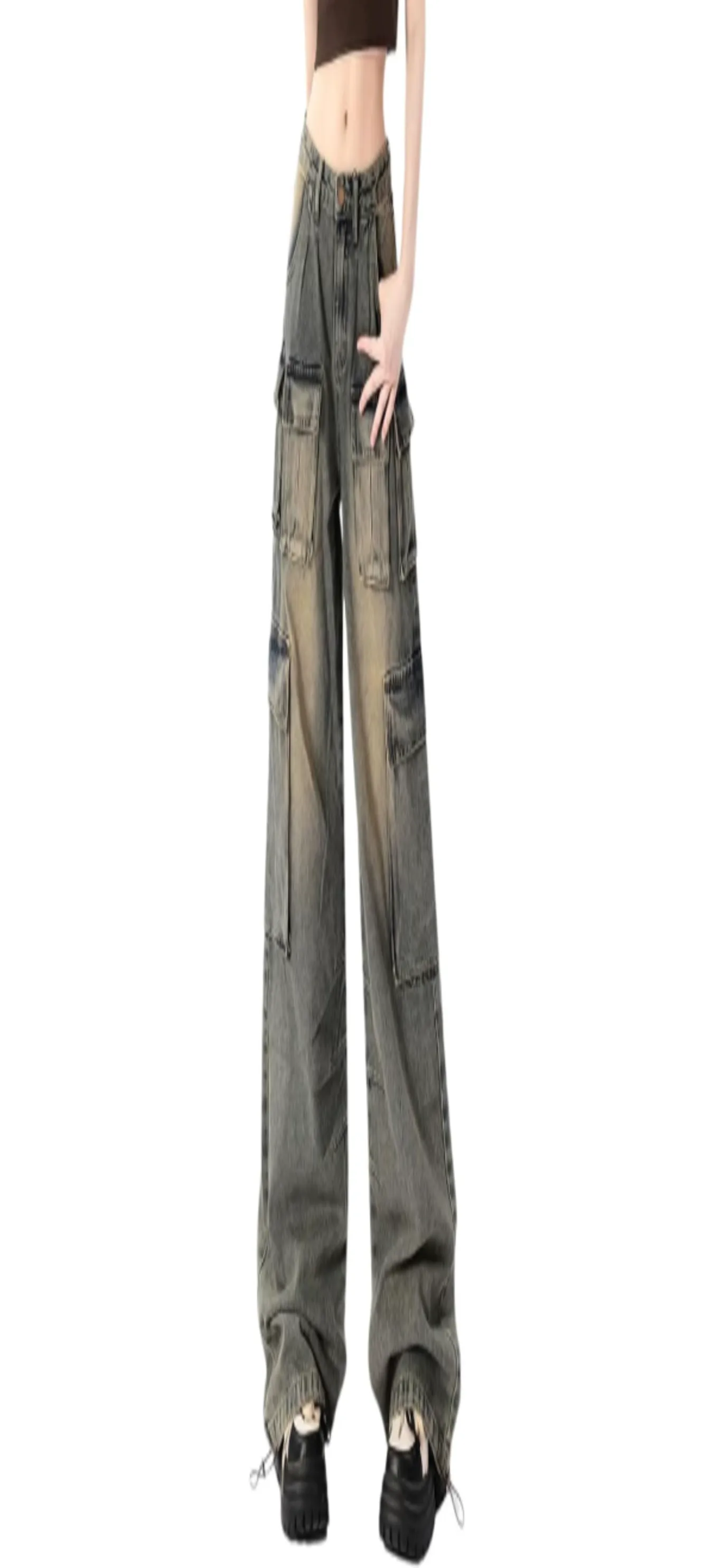Hugboom Baggy Cargo Jeans Women High Waisted Wide Leg Grunge Y2K Oversized Loose Fit Denim Pants