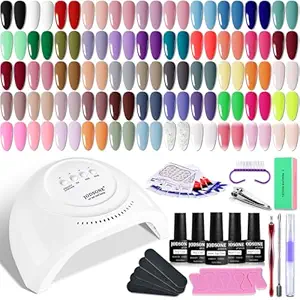 JODSONE Gel Nail Polish Kit 60 PCS with UV Light 55 Colors