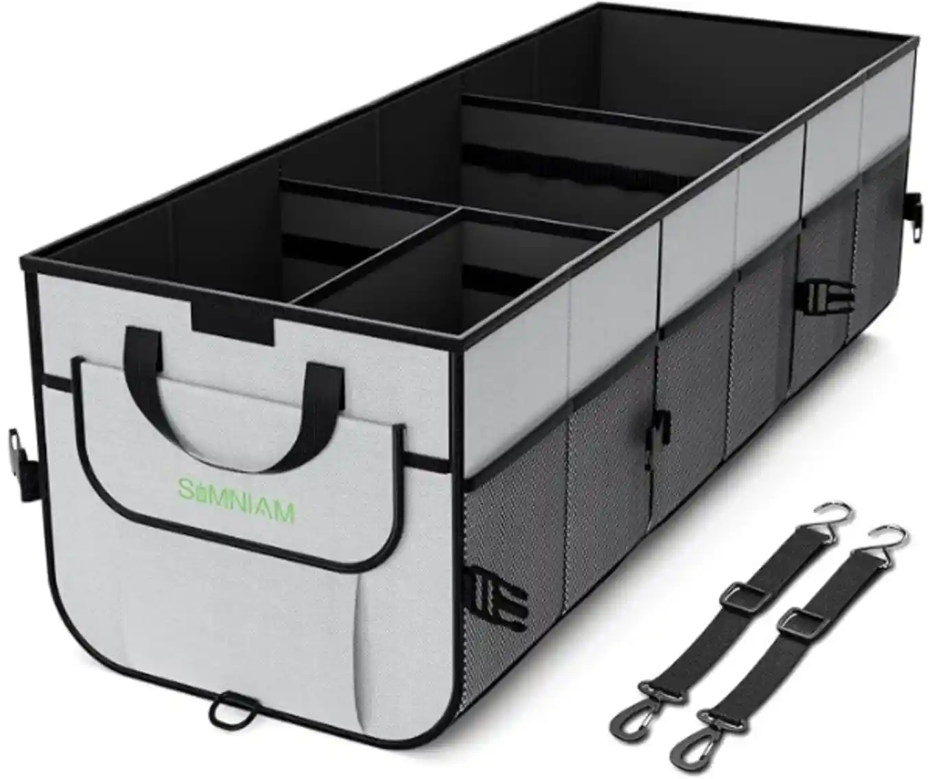 Simniam Heavy-Duty Foldable Car Trunk Organizer with Insulated Cooler Bag