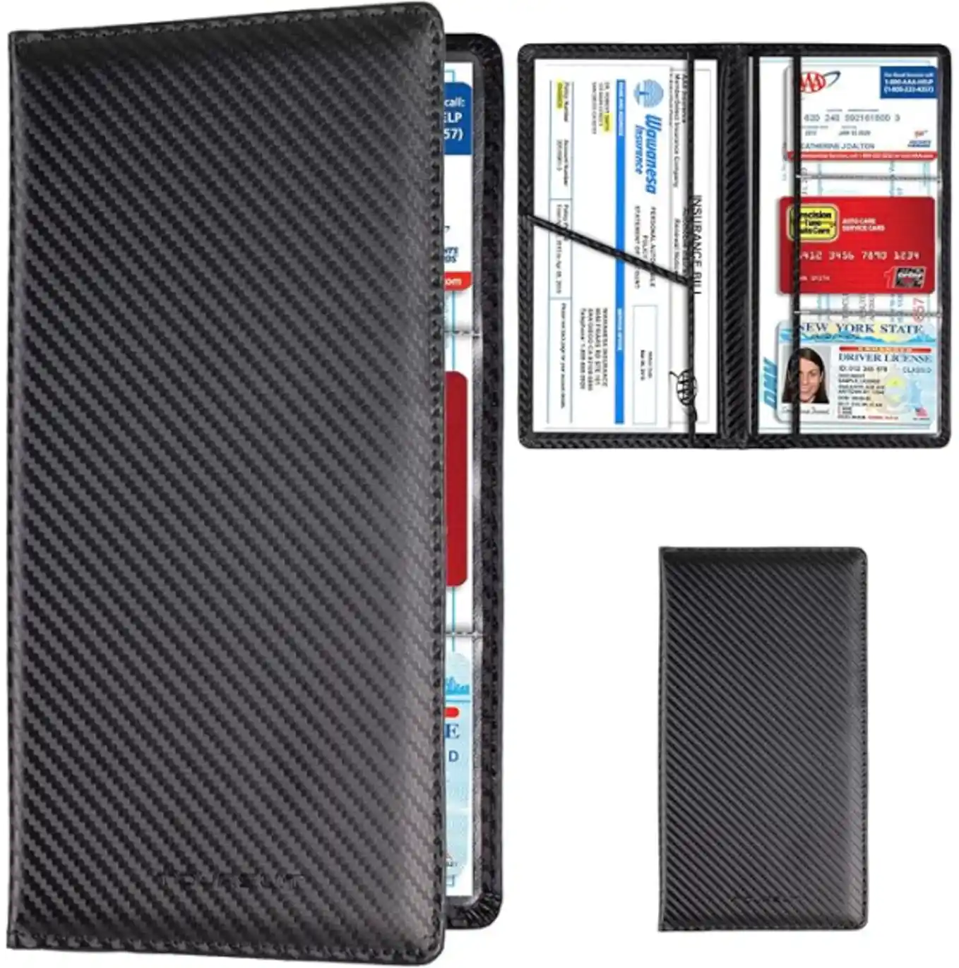 TOURSUIT Car Registration and Insurance Card Holder Faux Leather Glove Box Document Organizer