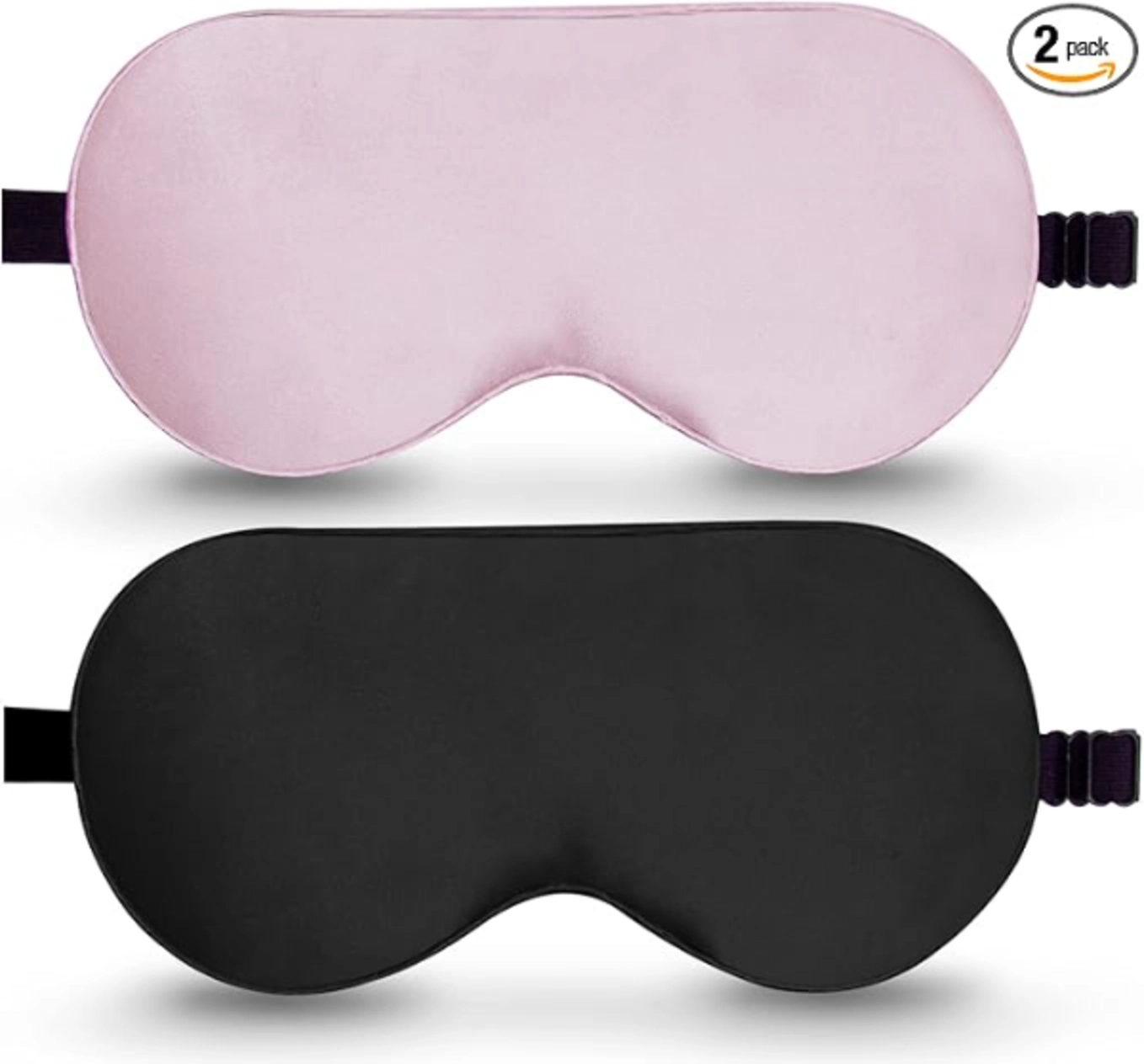 BeeVines 100 Percent Mulberry Silk Sleep Mask 2 Pack Light Blocking