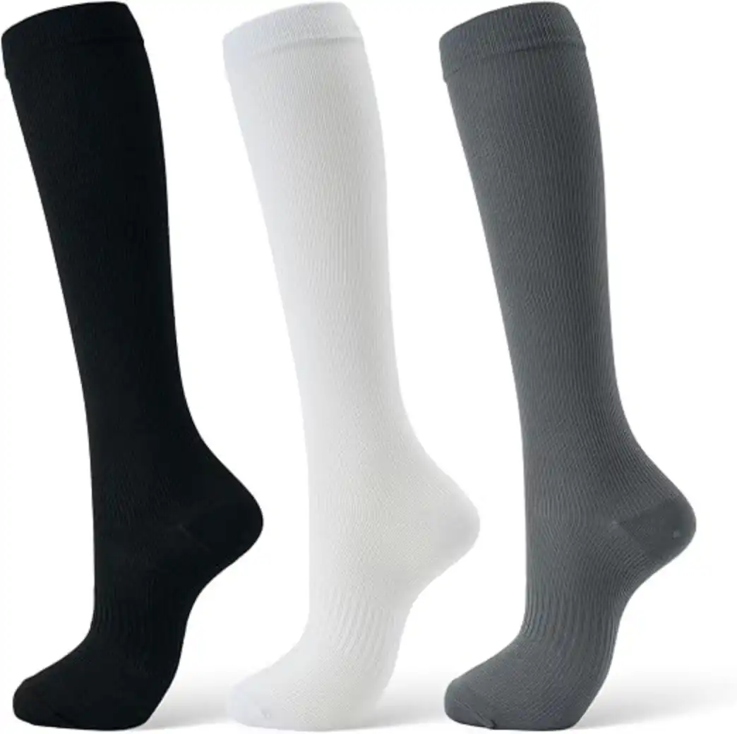 Compression Socks for Women & Men 15-20 mmHg Knee High 3 Pairs Circulation Support