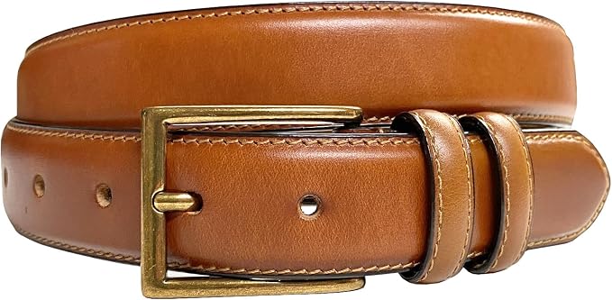 Men's Oil-Tanned Genuine Leather Dress Classic Belt 1-1/8 Inch One Piece Dress Belt