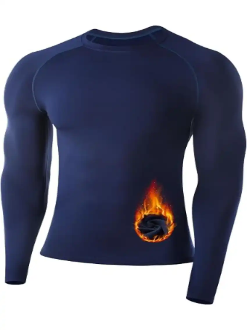 Runhit Men's Thermal Compression Shirt Fleece Lined Long Sleeve Thermal Base Layer Top
