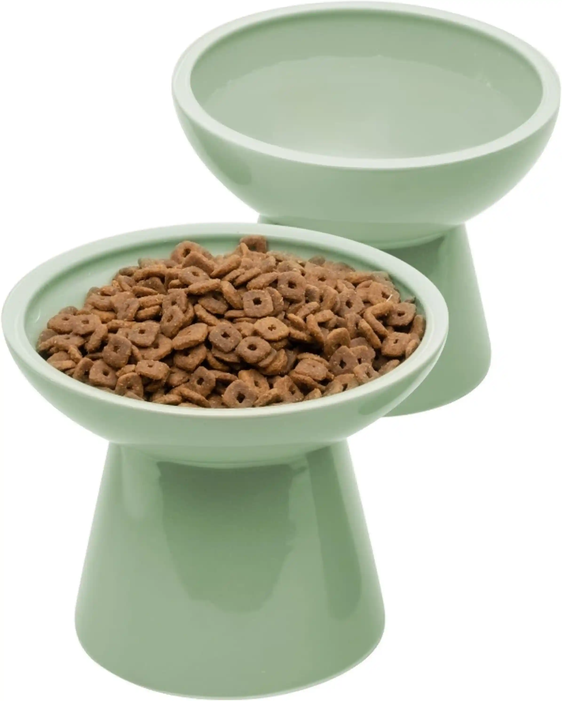 CEEFU 2-Pack Elevated Ceramic Cat Bowls Extra Wide for Food & Water Sage Green