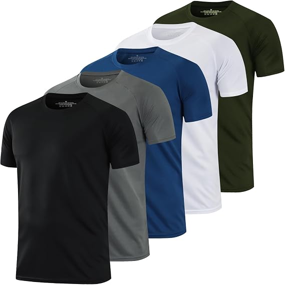 HovSiyla Men Running Shirts Dry Fit Athletic Workout Tops