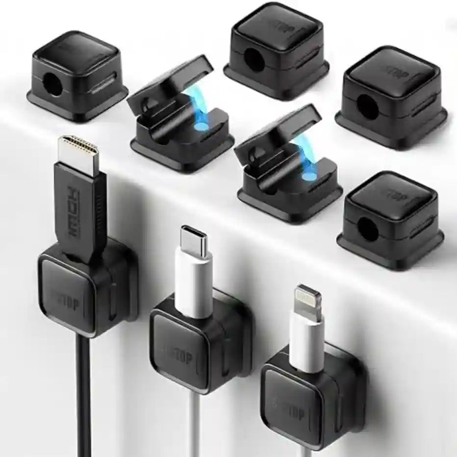 Costop 9 Pack Magnetic Cable Clips and Adhesive Under Desk Cord Management Organizers