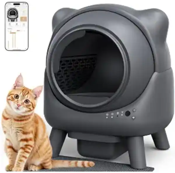 FEELNEEDY Automatic Self Cleaning Litter Box Odor Control Cat Ears Design 65L Gray