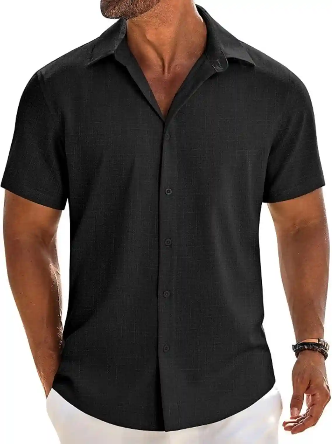 COOFANDY Mens Button Down Short Sleeve Shirt Casual Beach Linen Shirts Summer Top