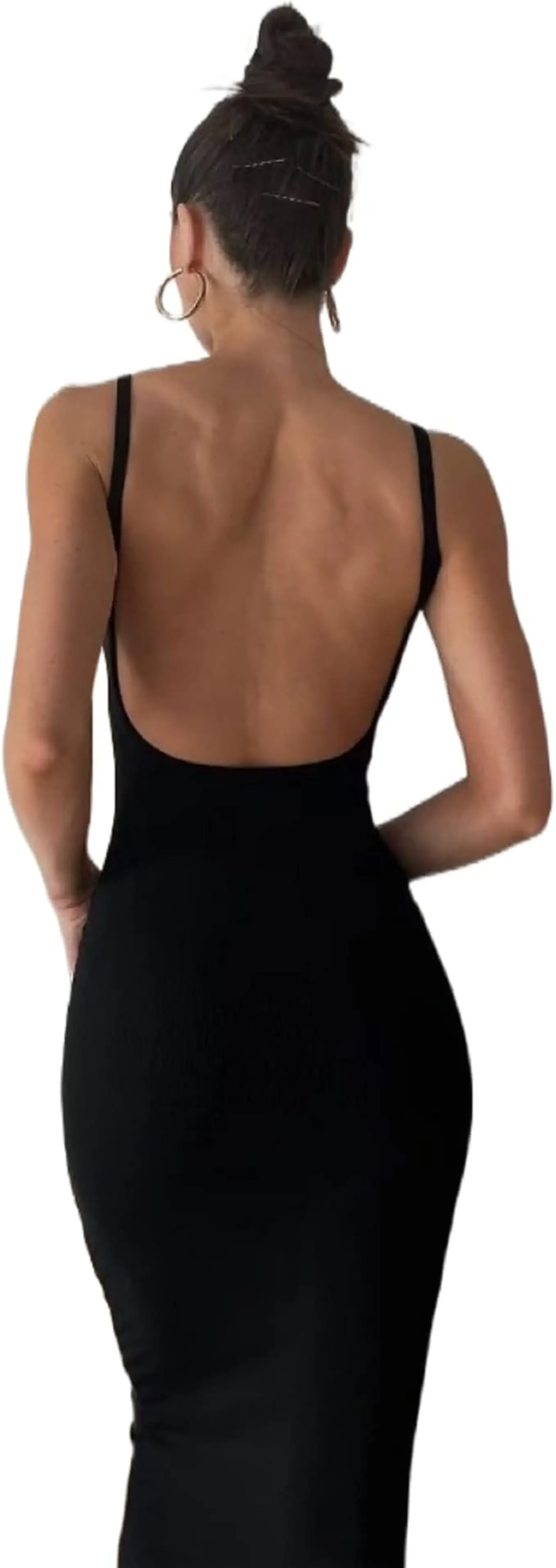 Women Backless Maxi Tank Dress Bodycon Open Back Long Evening Sundress