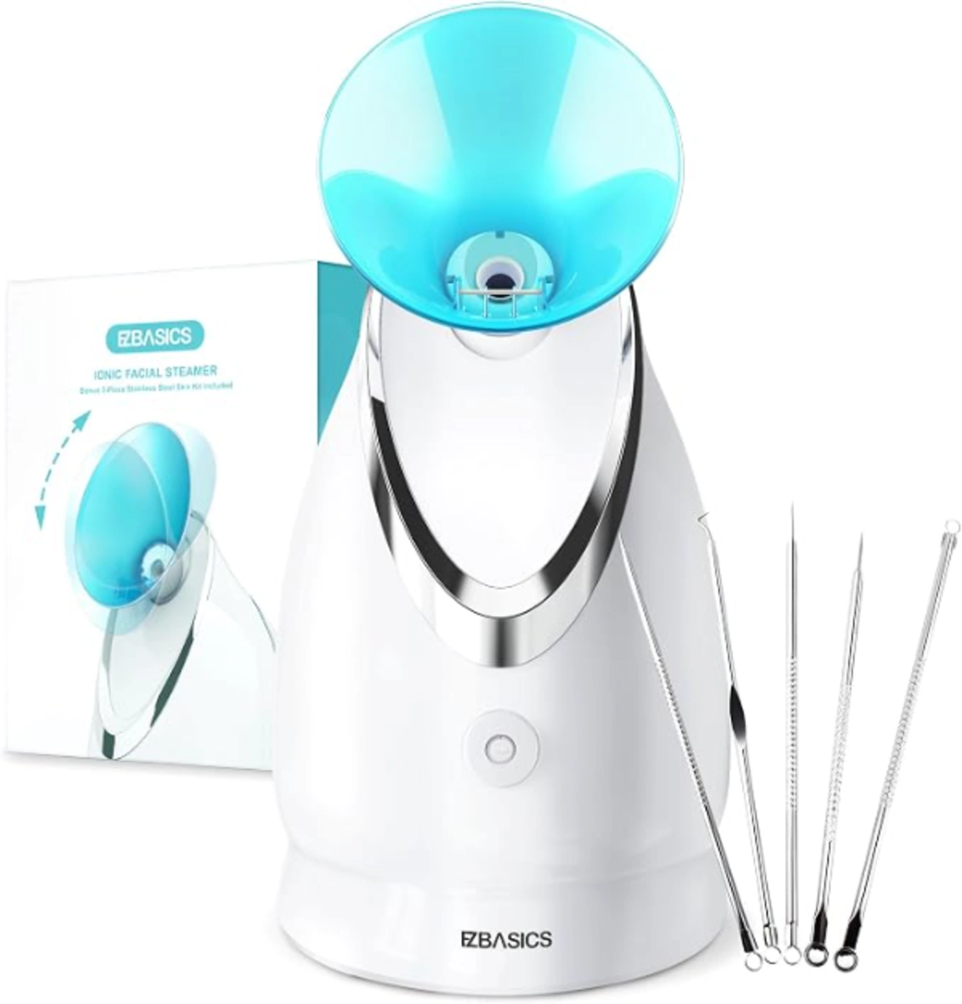 EZBASICS Facial Steamer Nano Ionic Warm Mist with Skin Kit