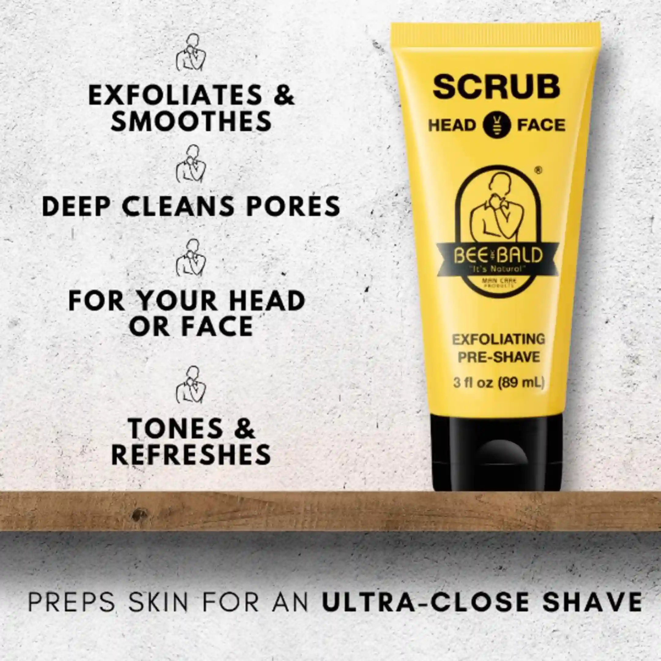 Bee Bald SCRUB Scalp Exfoliator for Men Pre Shave 3 oz