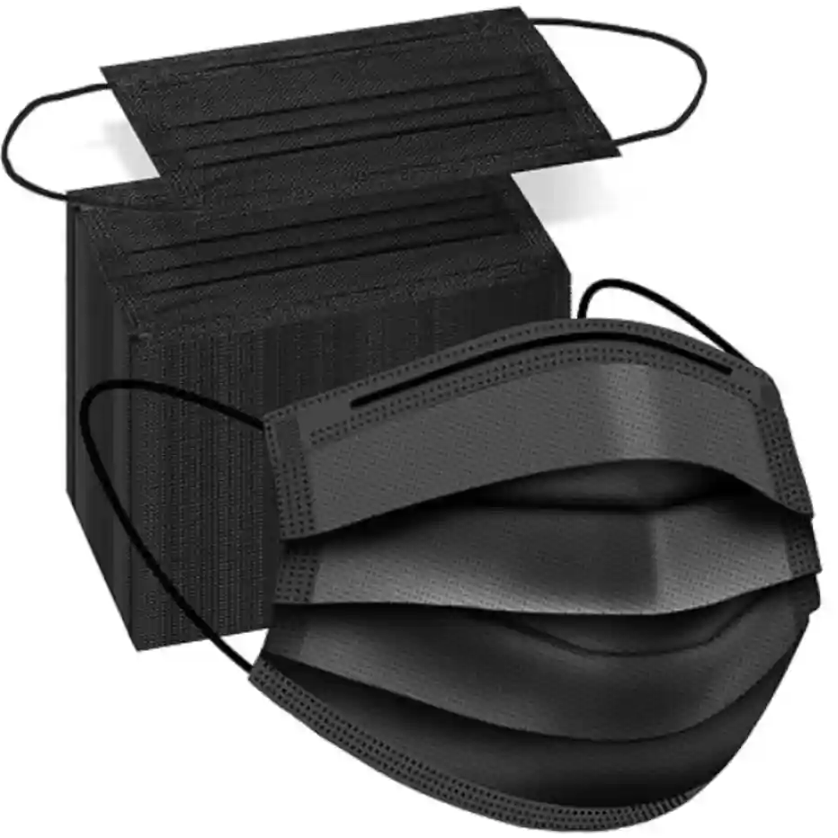 ZTANPS One Hundred Piece Disposable Black Face Masks Three Ply Protection