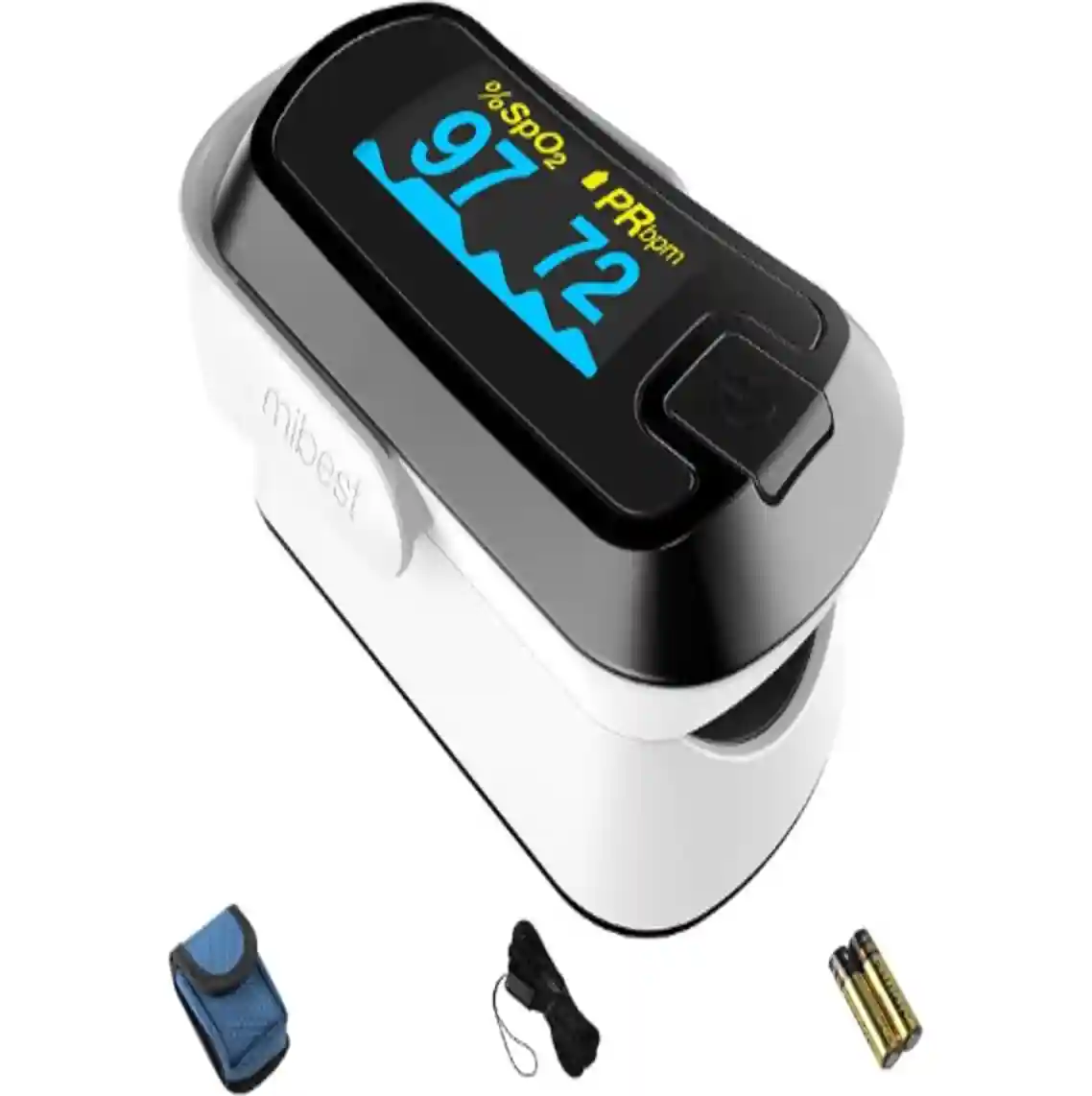 mibest OLED Finger Pulse Oximeter O2 Meter Dual Color White Black