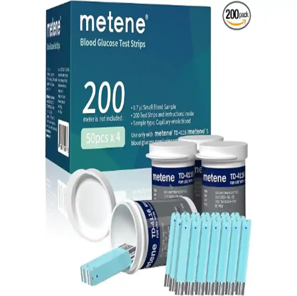 Metene TD-4116 Blood Glucose Test Strips 200 Count Box
