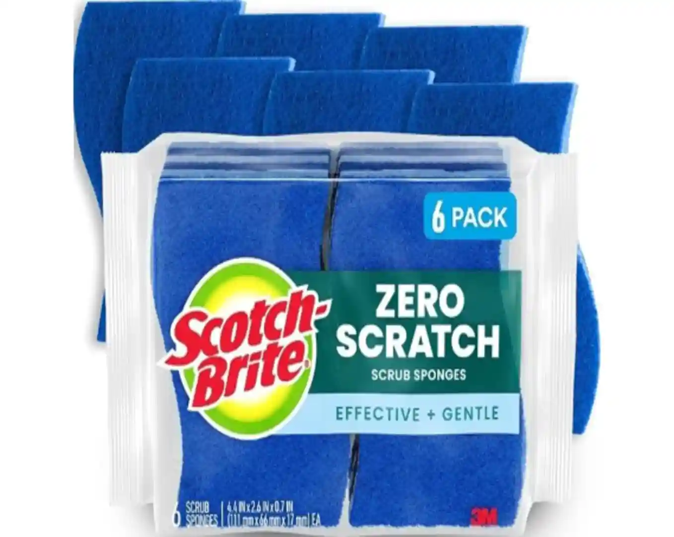 Scotch-Brite Zero Scratch Scrub Sponge, Non-Scratch Dishwashing Sponges, 6 Pack