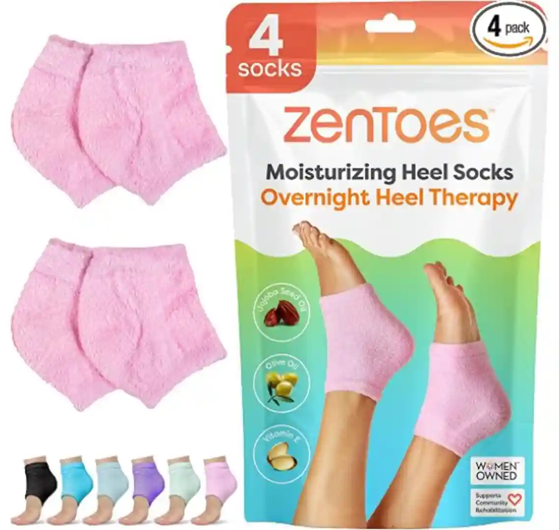 ZenToes Moisturizing Heel Socks for Dry Cracked Heels Two Pairs