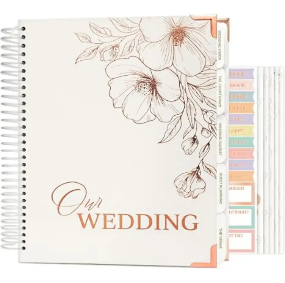 Clever Fox Wedding Planner Book and Organizer Hardcover Guided Bridal Journal with Checklists White Gold Foil