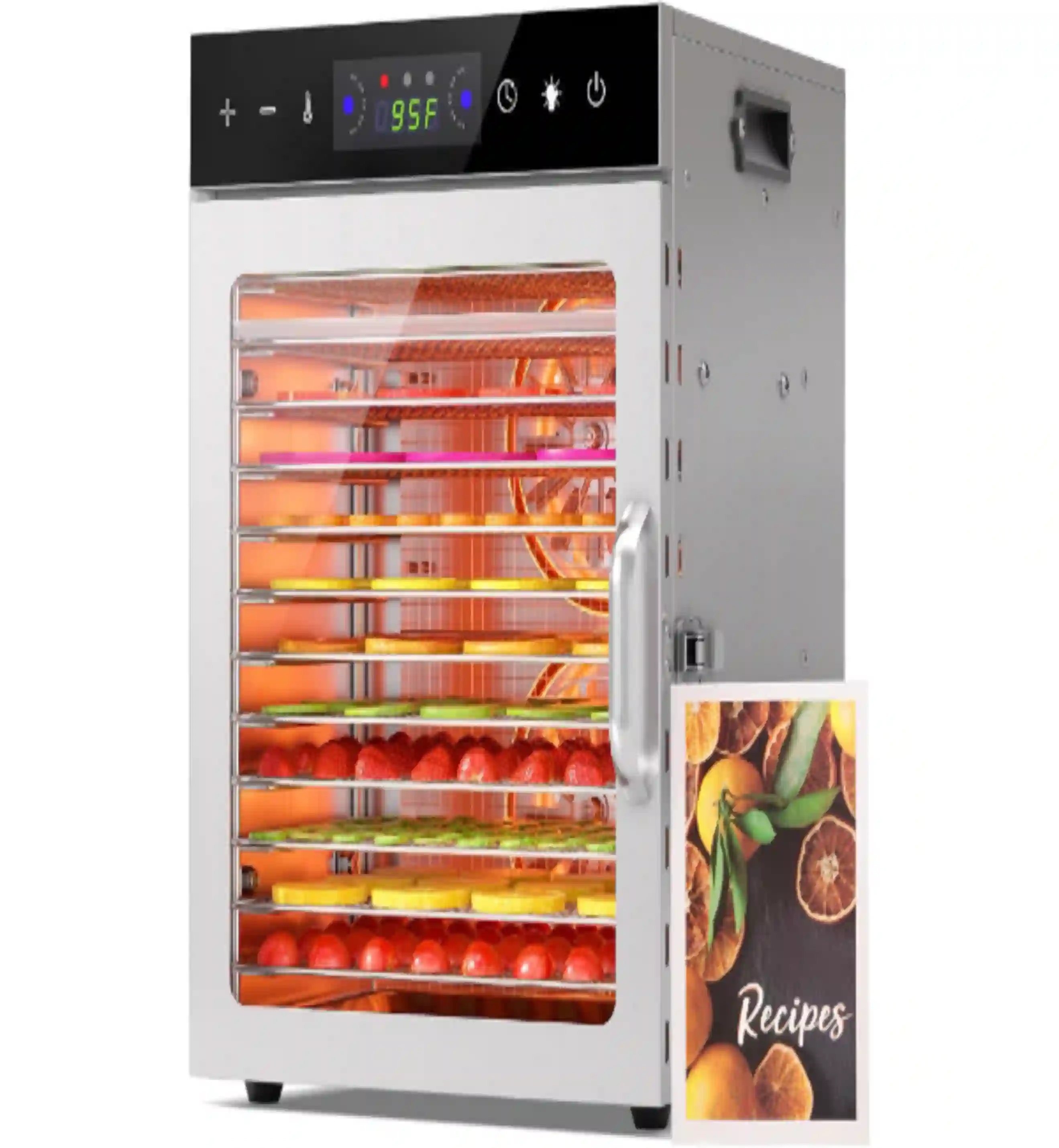 Hoperan 12 Tray Stainless Steel Food Dehydrator Machine with Dual Fans and Digital Controls