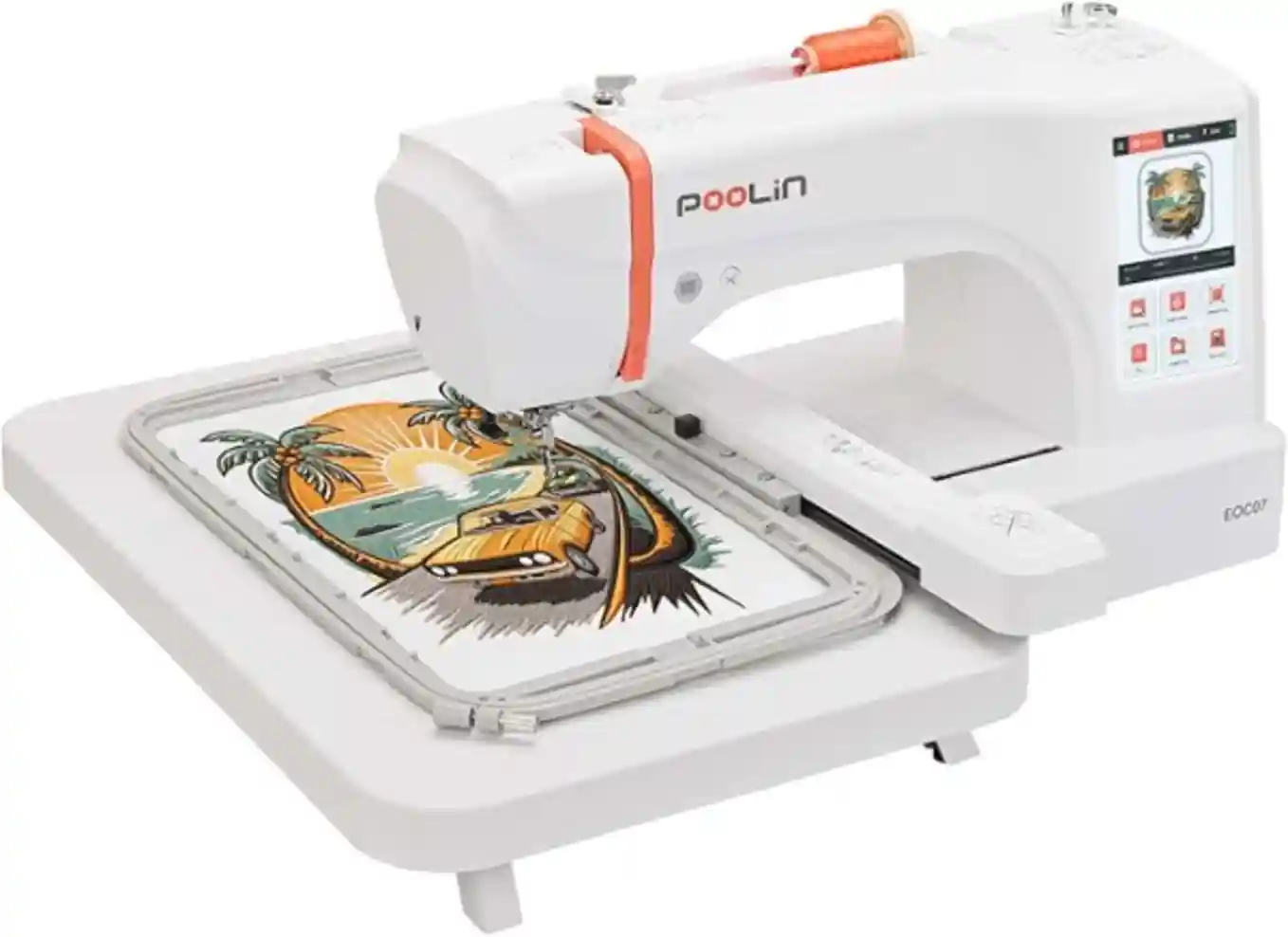 Poolin EOC07 Embroidery Machine Large Area Computerized Crafting System with Touchscreen and WiFi Transfer