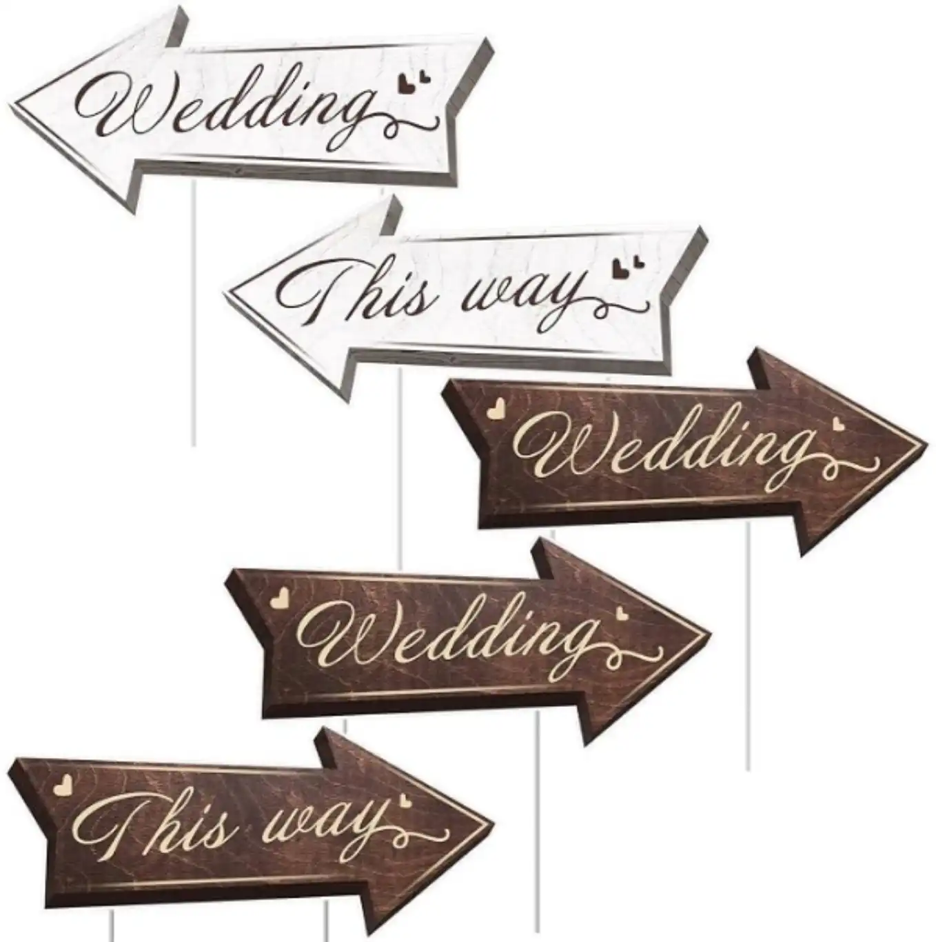 Wedding Directional Road Sign Arrow Yard Signs Double Sided Waterproof Ceremony Decor 5PCS