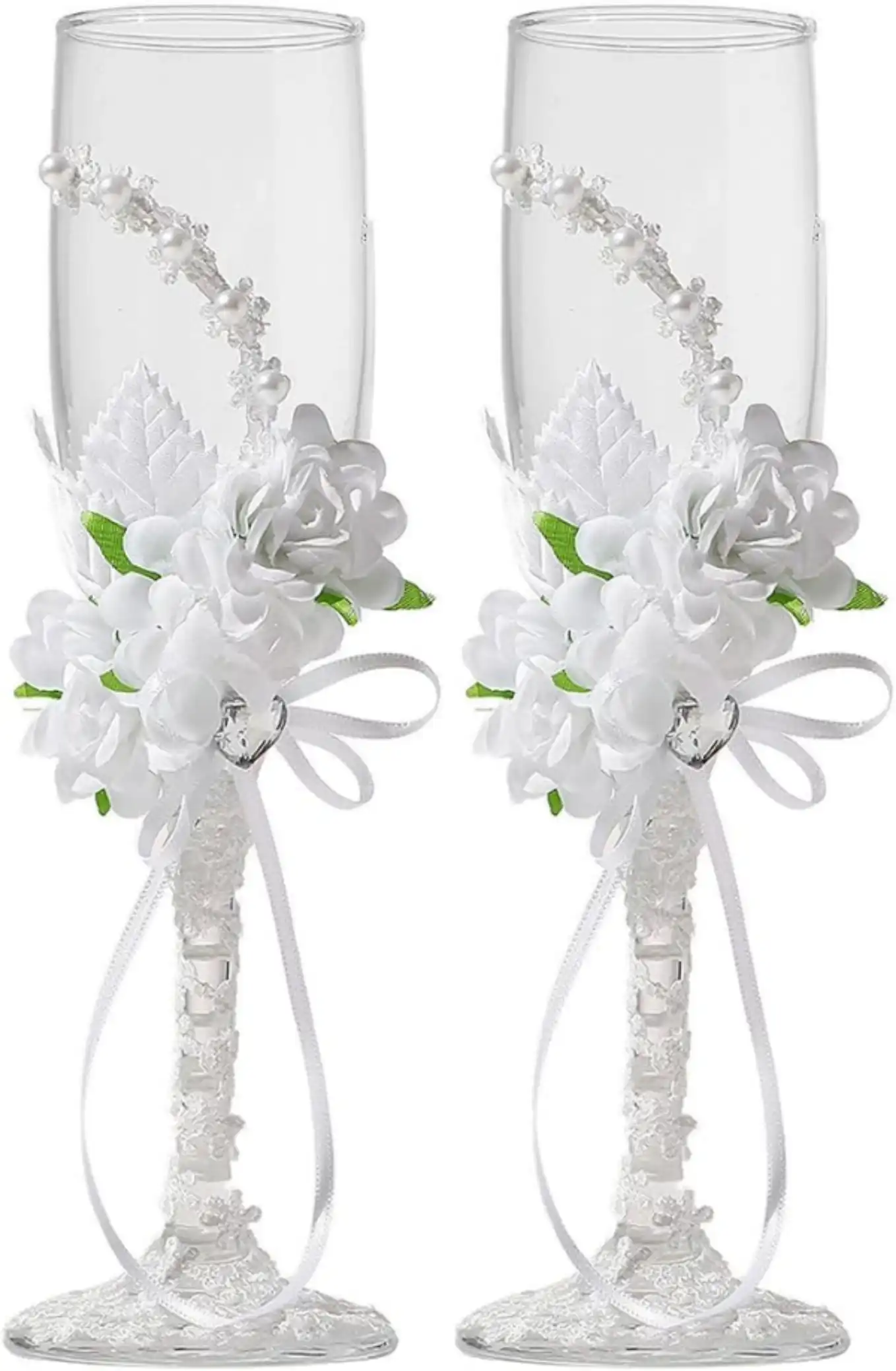 LUNLUN HOME Wedding Champagne Glasses Set Mr and Mrs Toasting Flutes
