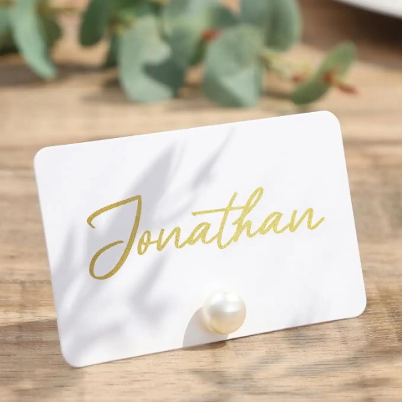 UNIQOOO 24Pcs Decorative Pearl Place Card Holders Bulk Elegant Ivory Name Card Stands Set