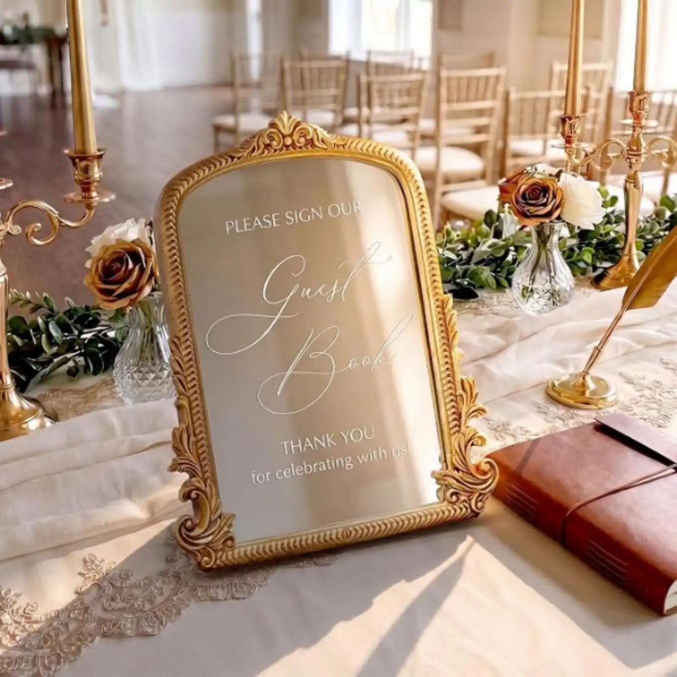Bucherry Vintage Love Wedding Sign Guest Book Mirror Plaque