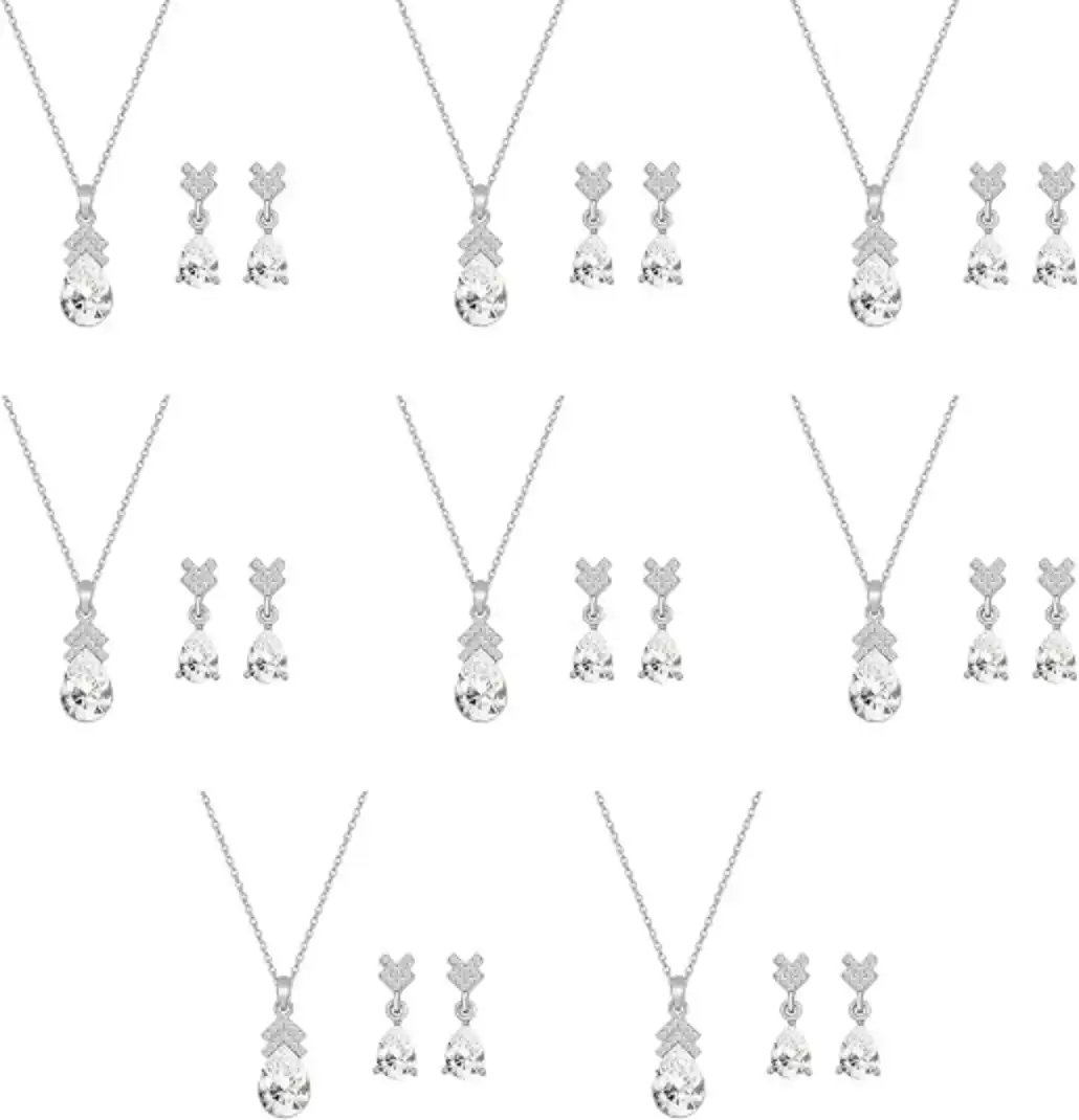 Bridesmaid Necklace Earrings Jewelry Set for Bridesmaids Crystal Rhinestone Wedding Set