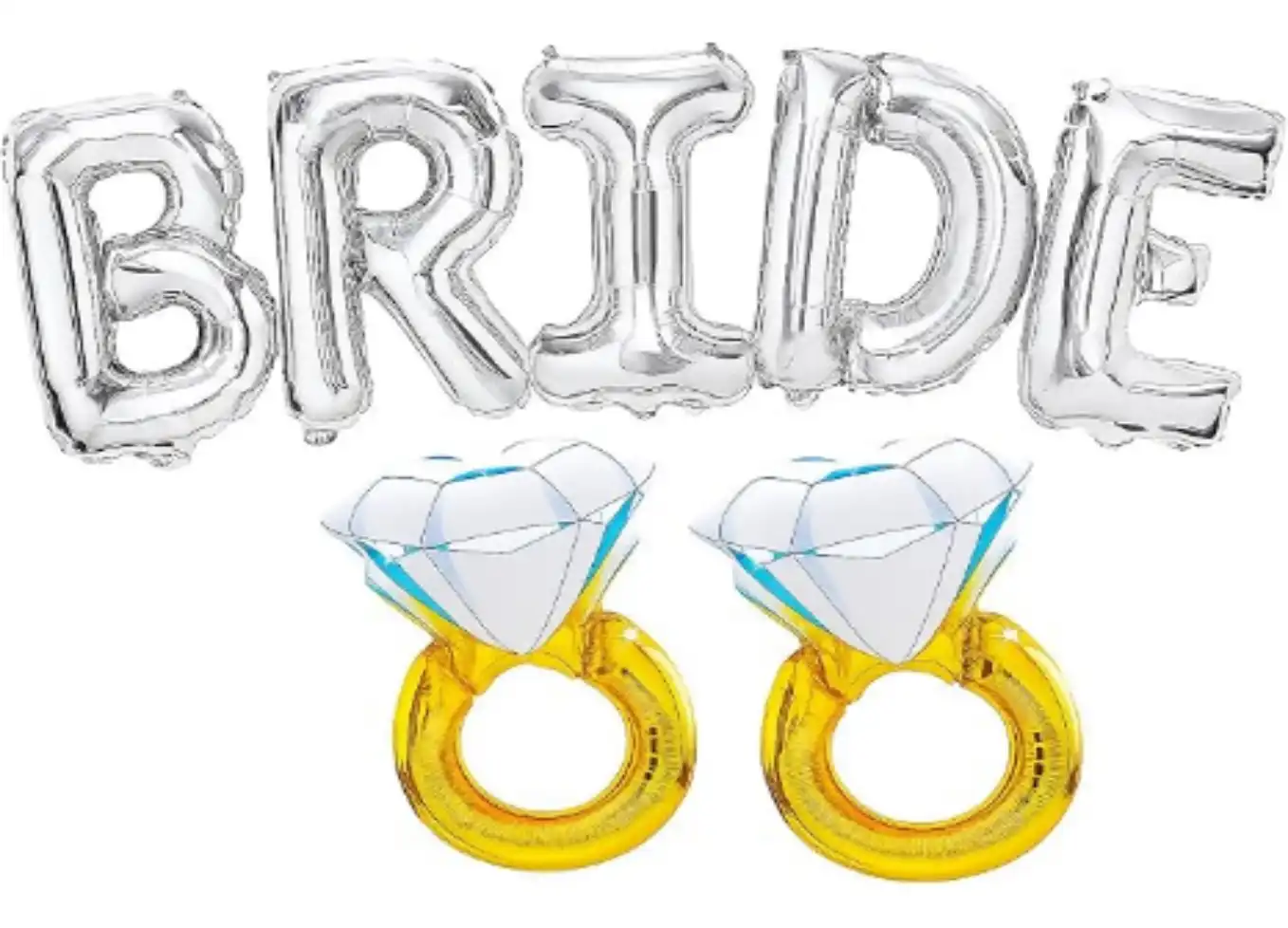 KatchOn 40 Inch Silver Bride Balloons and Diamond Ring Balloon Set