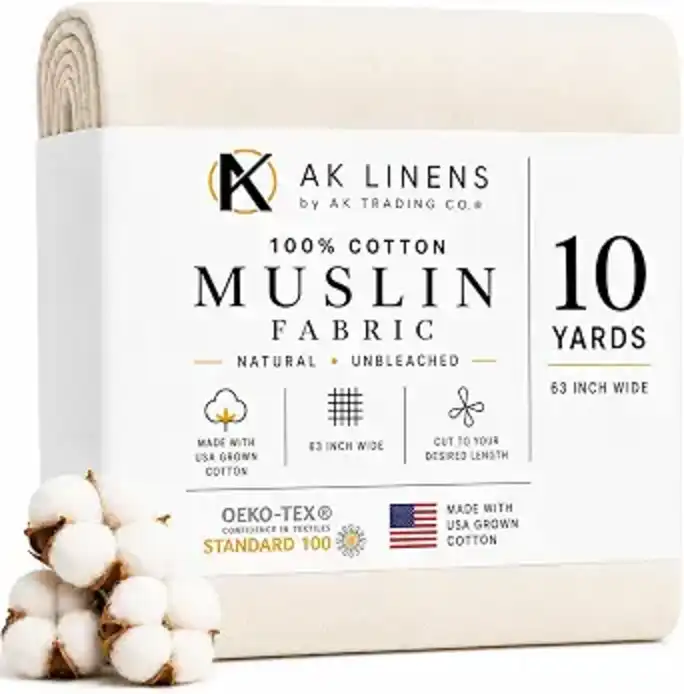 AK TRADING CO 100% Cotton Unbleached Muslin Draping Fabric 63 Inch Wide 10 Yards Medium Weight