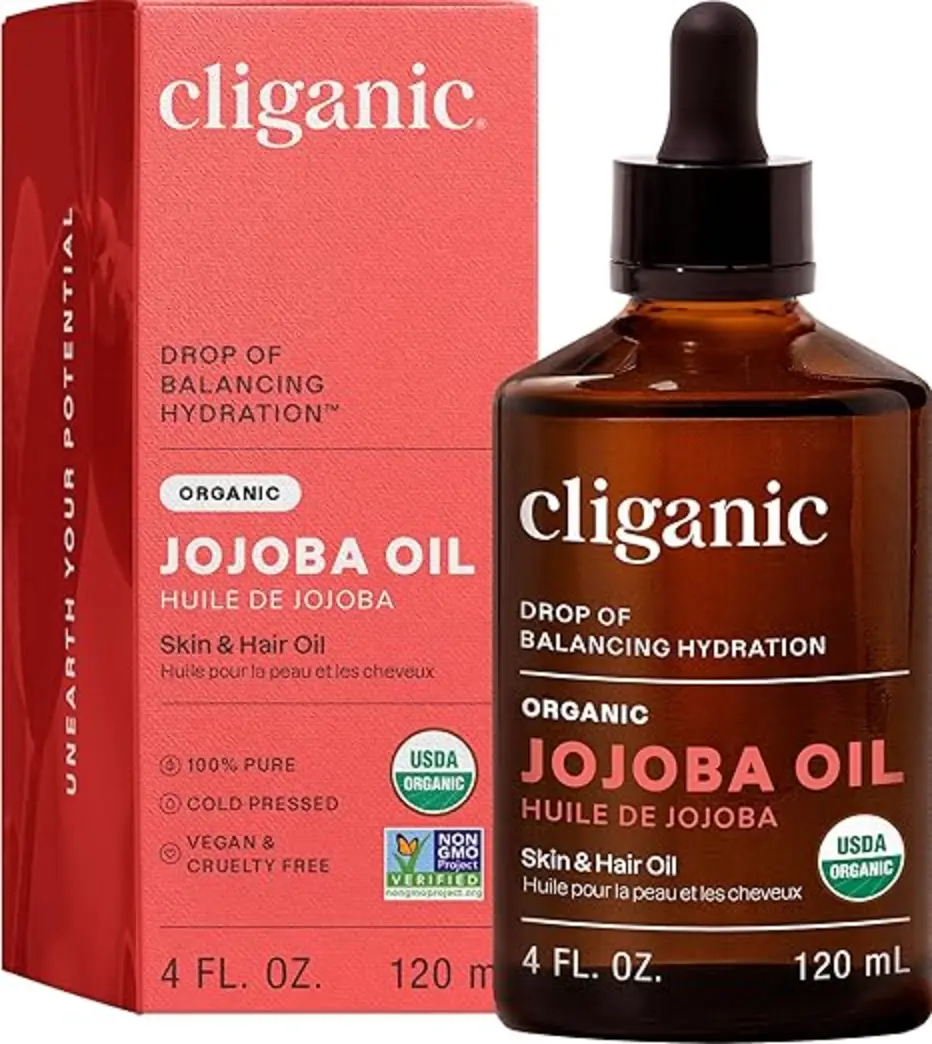 Cliganic Organic Jojoba Oil 100% Pure Cold Pressed for Face and Hair