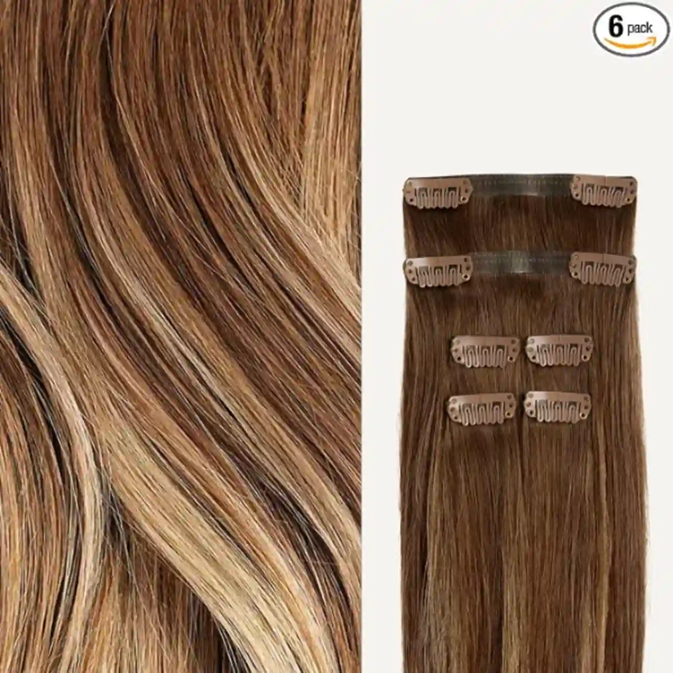 LUXY Thinning Hair Fill-In Extensions Chestnut Brown Balayage Seamless Human Hair Wefts