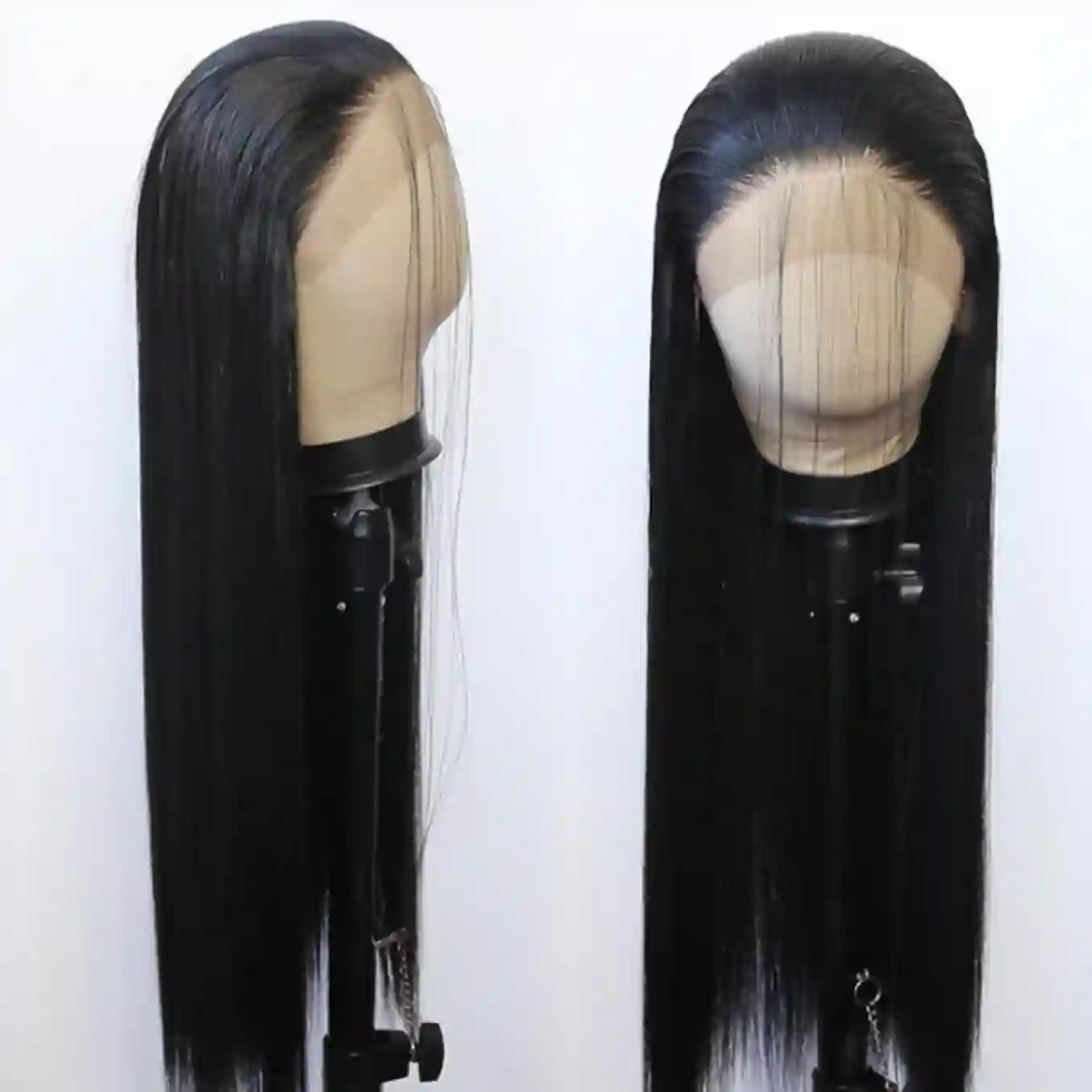 BTWTRY Black Synthetic Lace Front Wig Long Straight Pre Plucked Natural Hairline Glueless Heat Resistant
