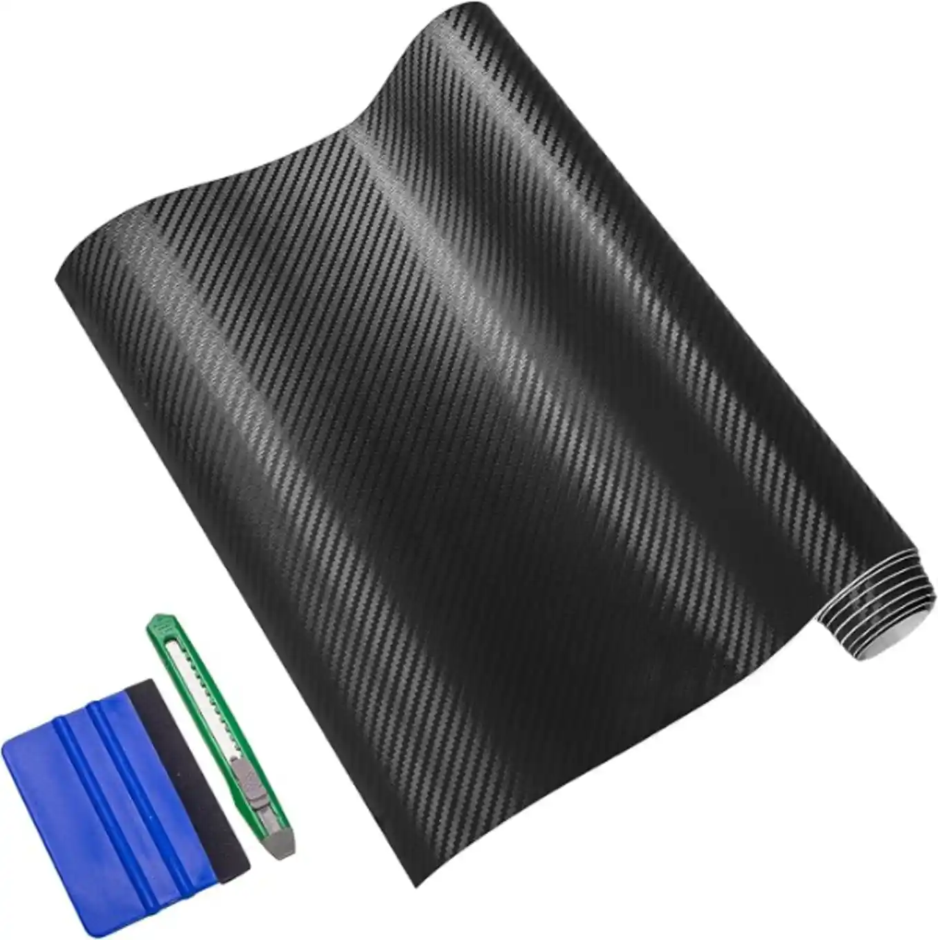Arespark 3D Black Carbon Fiber Vinyl Wrap Self Adhesive Sheet with Tool Kit