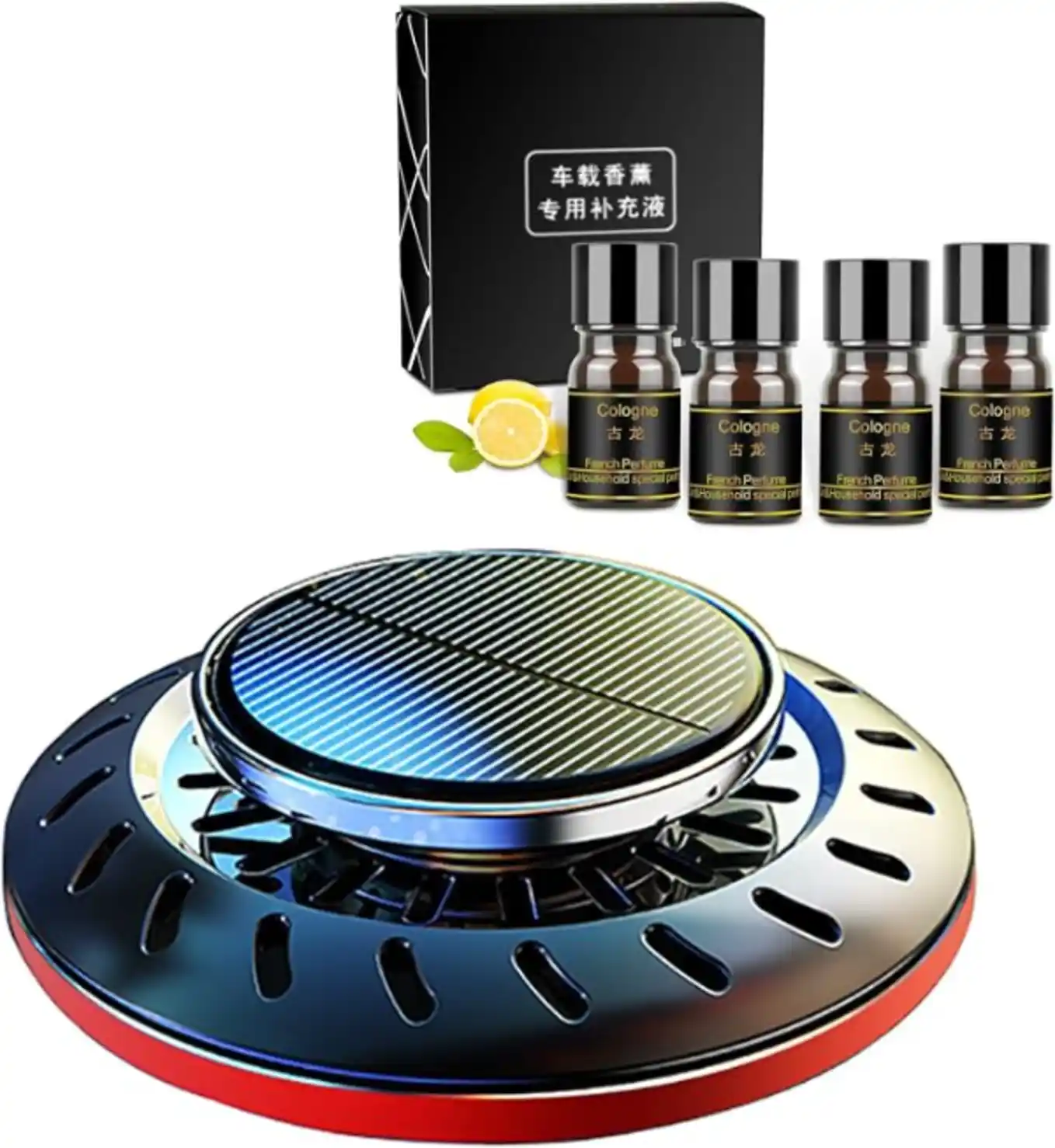 Kwaks Car Air Freshener Rotating Solar Essential Oil Diffuser Scent Extra Refills