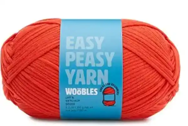 The Woobles Easy Peasy Beginner Crochet Yarn Medium Worsted Weight Cotton Nylon Blend Non Splitting Red Yarn