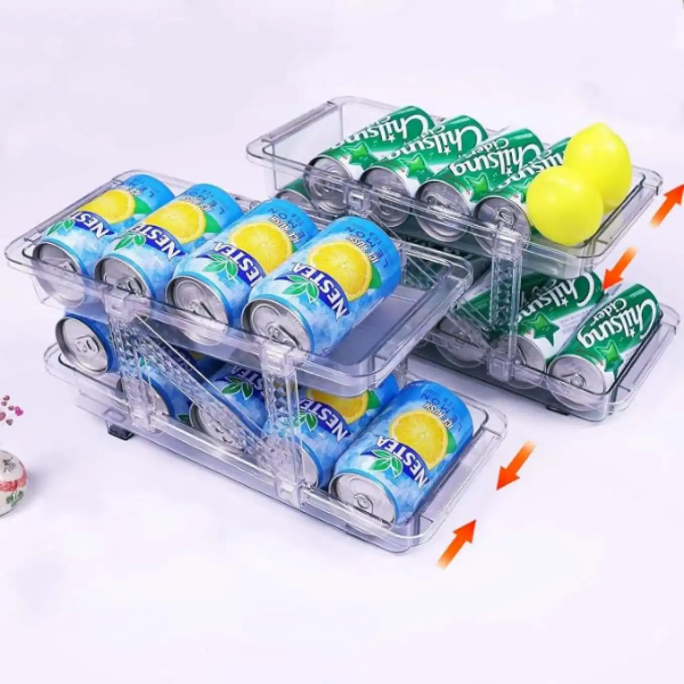 Kiencyluky Two Pack Adjustable Soda Can Dispenser Organizer for Refrigerator