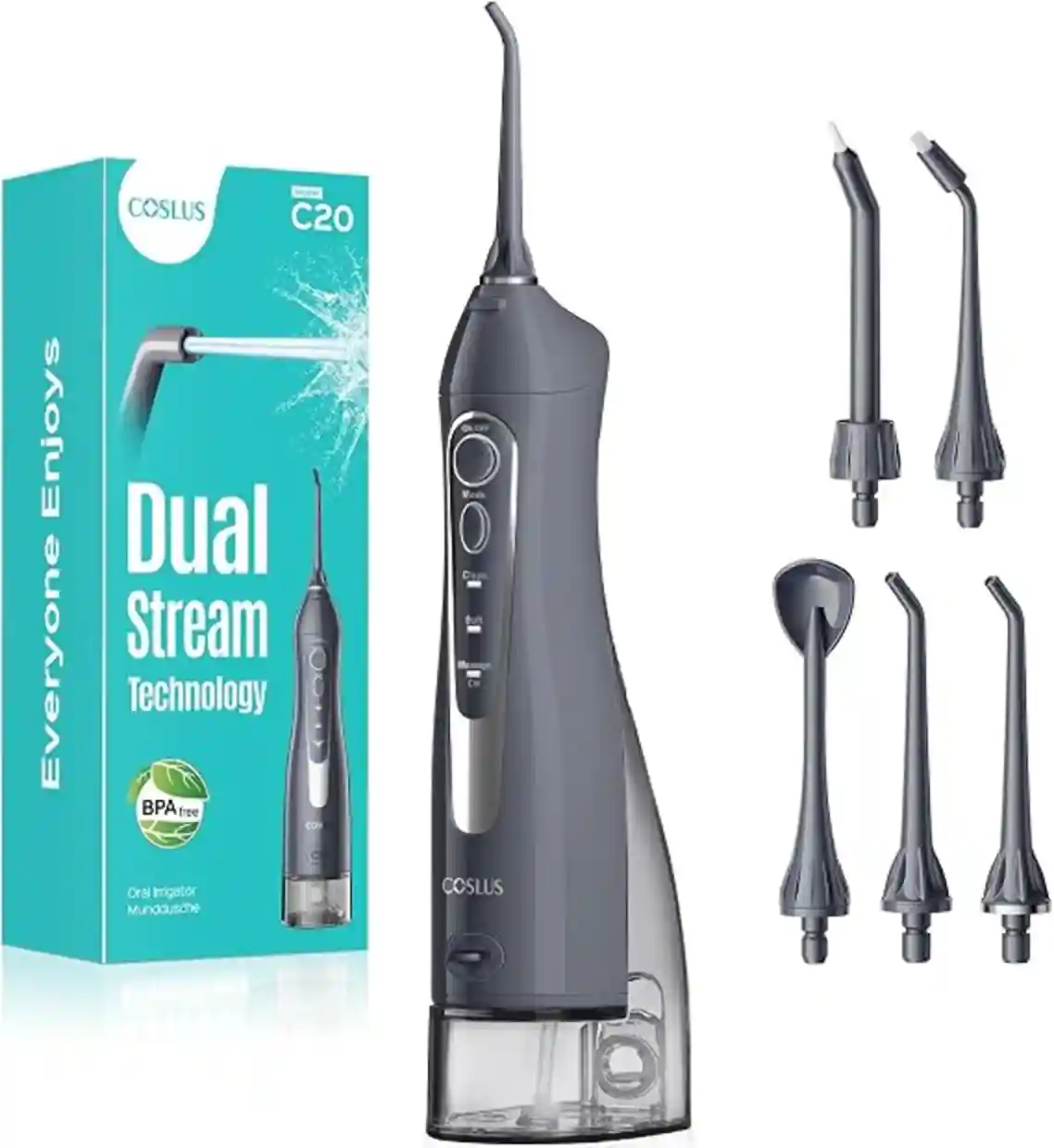 COSLUS ADA Accepted C20 Water Dental Flosser Teeth Pick 300ML Larger Tank