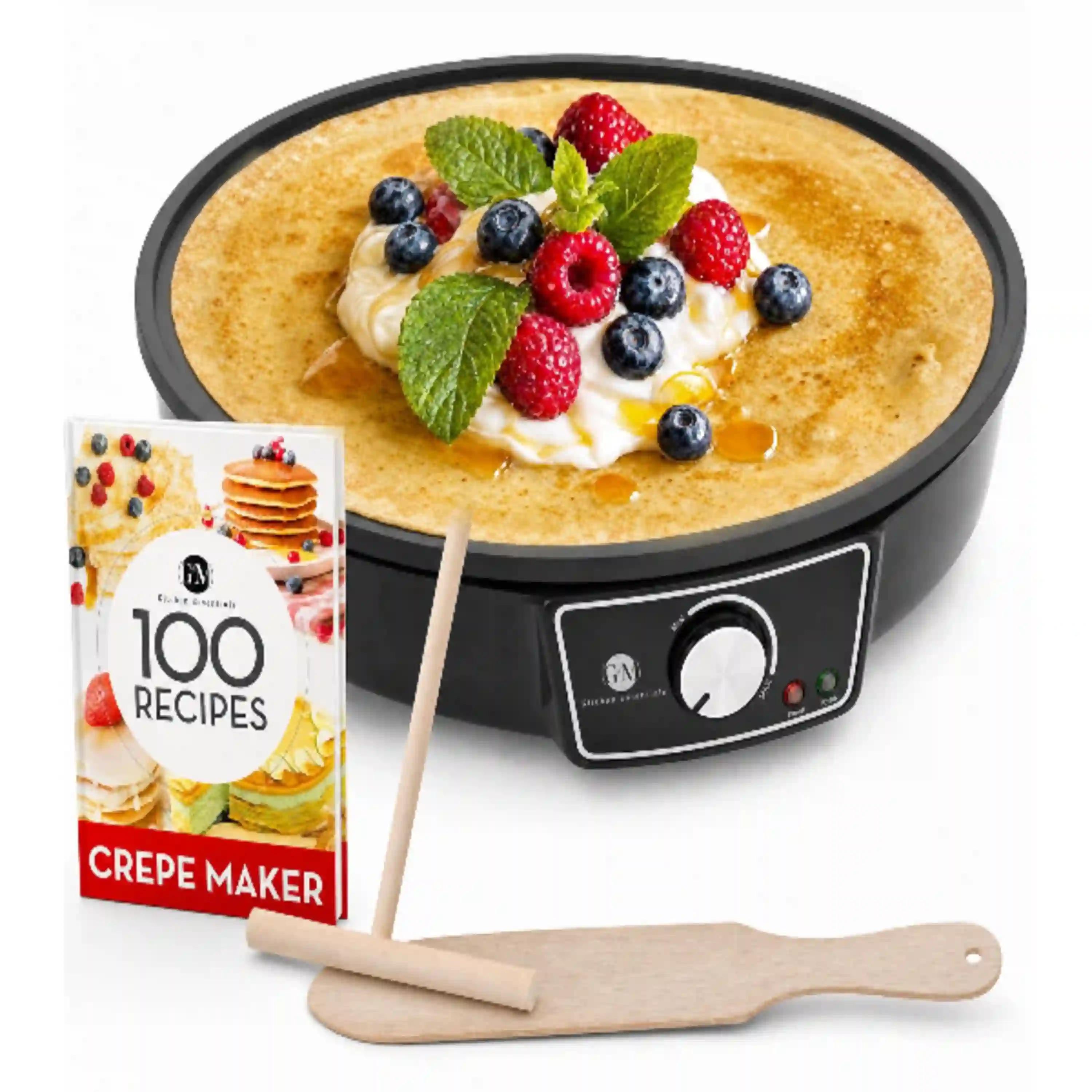 G&M Kitchen Essentials 12 Inch Nonstick Portable Electric Crepe Maker Machine and Pancake Griddle