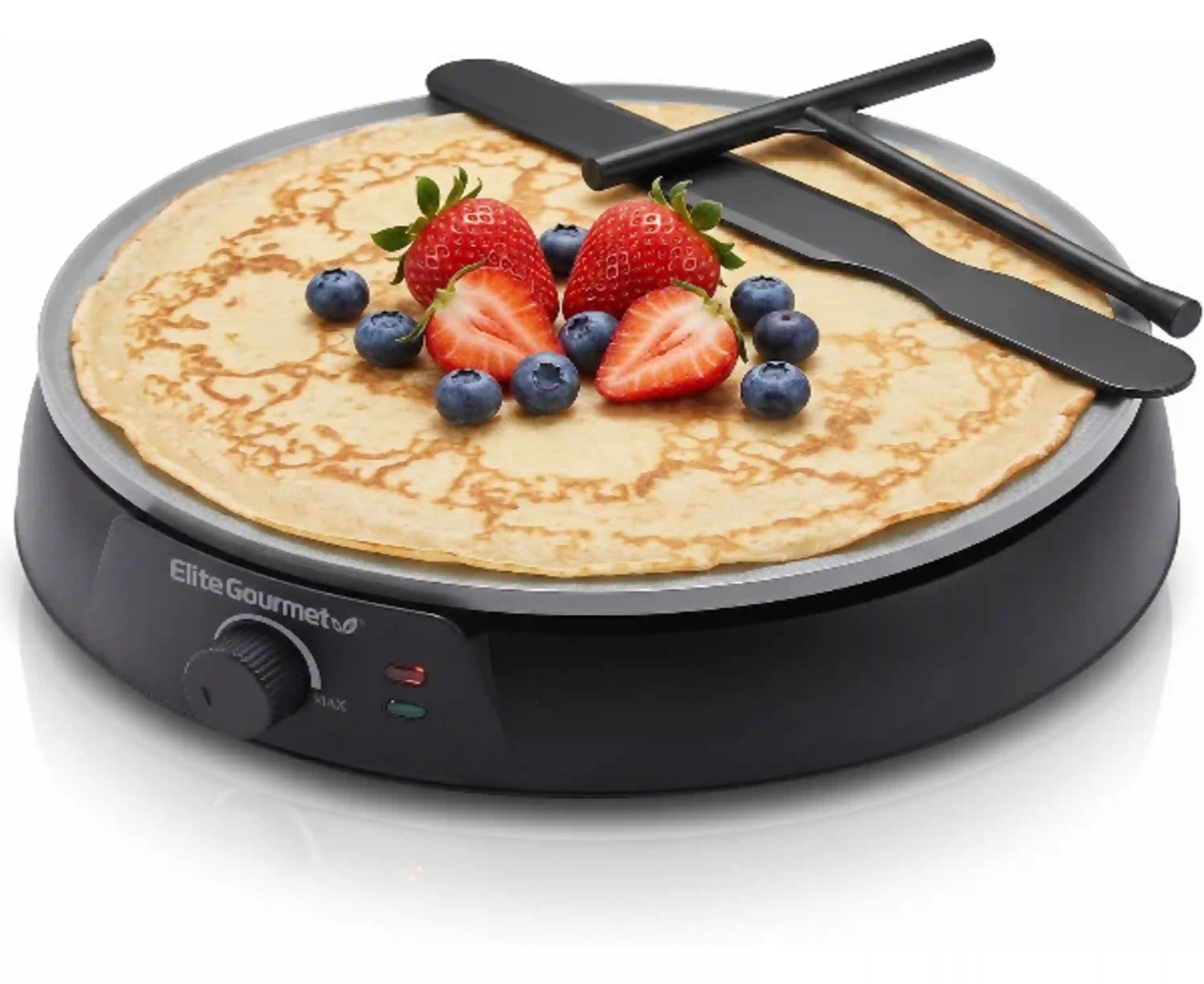 Elite Gourmet 12 Inch Ceralast Crepe Maker and Griddle PFAS Free Ceramic ECP115